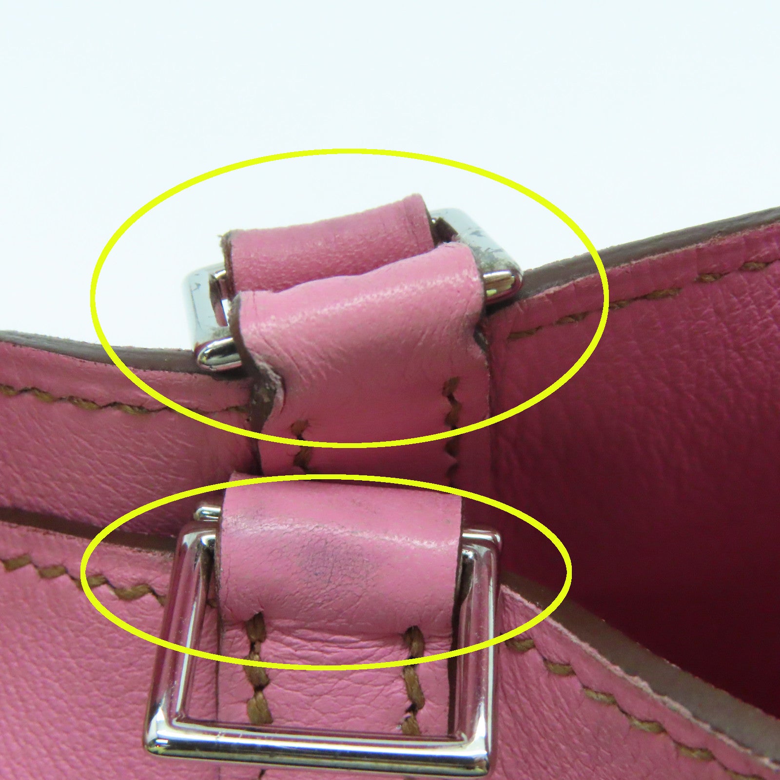 HERMES Evercolor皮革Micro Picotin Lock銀扣手挽袋粉紅色