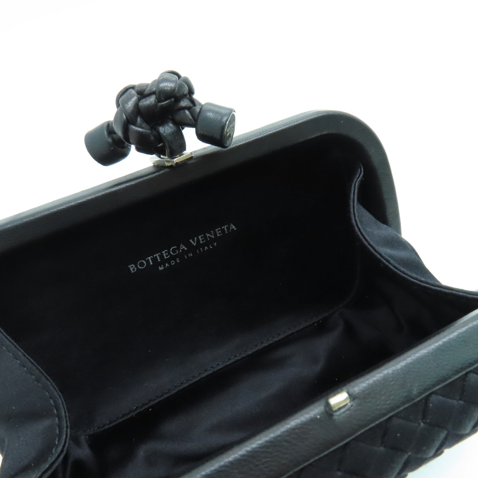 BOTTEGA VENETA Satin/皮革Clutch Bag手拿包黑色