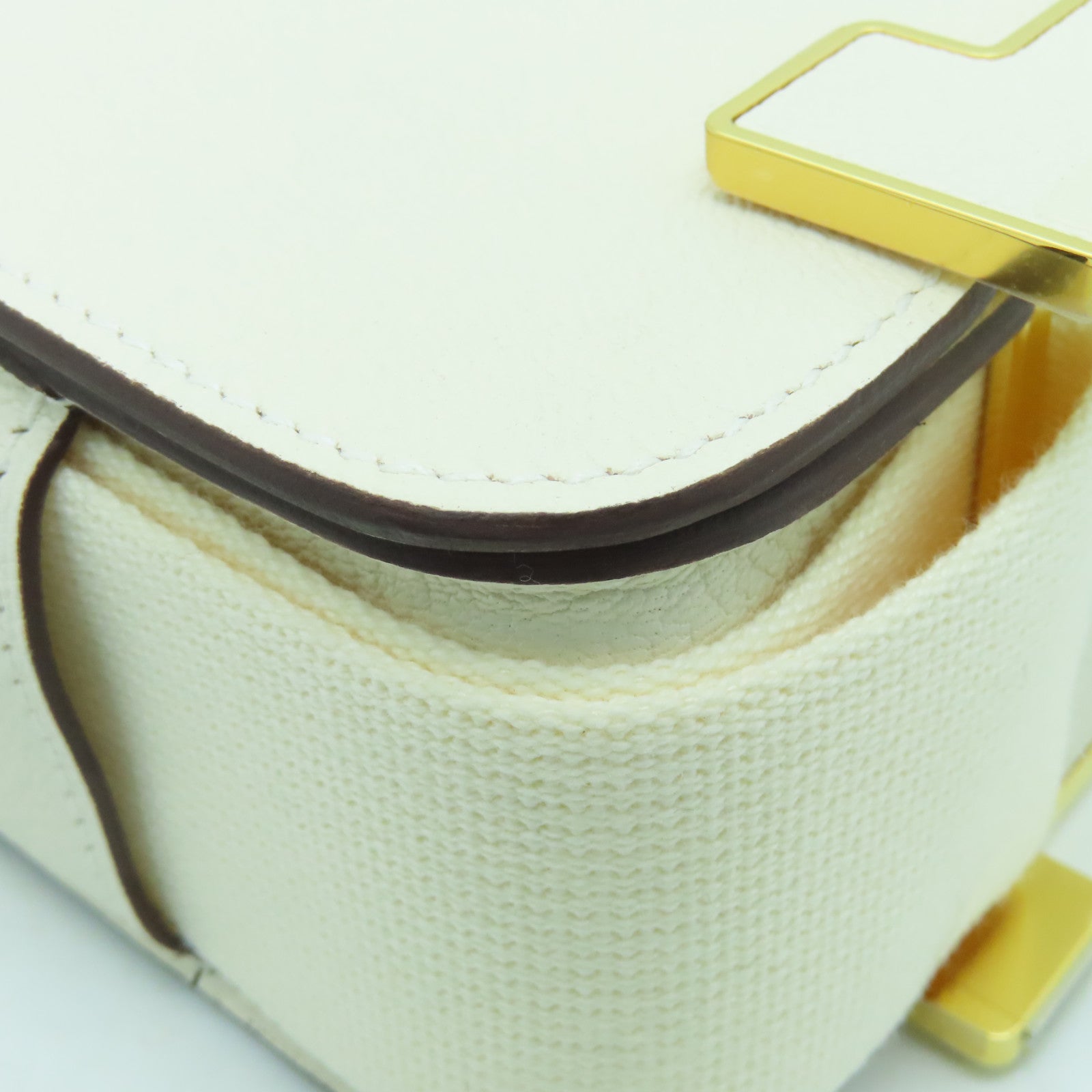 HERMES Chevre皮革Geta金扣肩背袋Nata白色
