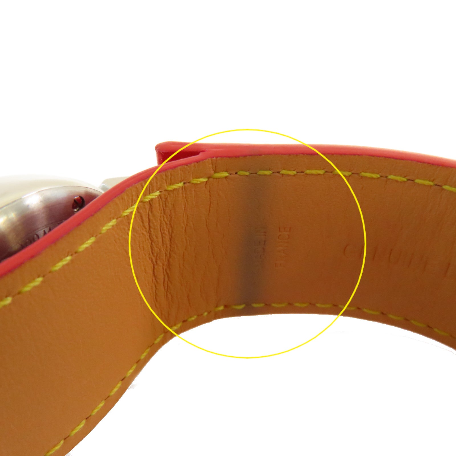 LOUIS VUITTON Monogram Vernis Tambour Lovely Rack Watch不鏽鋼/皮帶石英機芯手錶白色/紅色