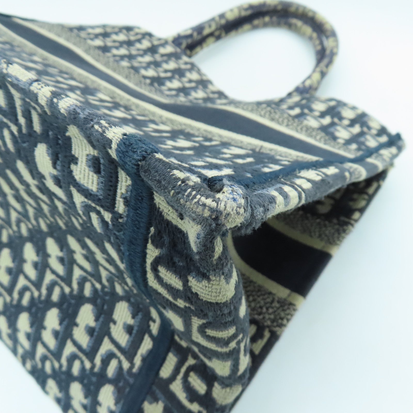 Dior Canvas Book Tote Medium Handle Bag Blue