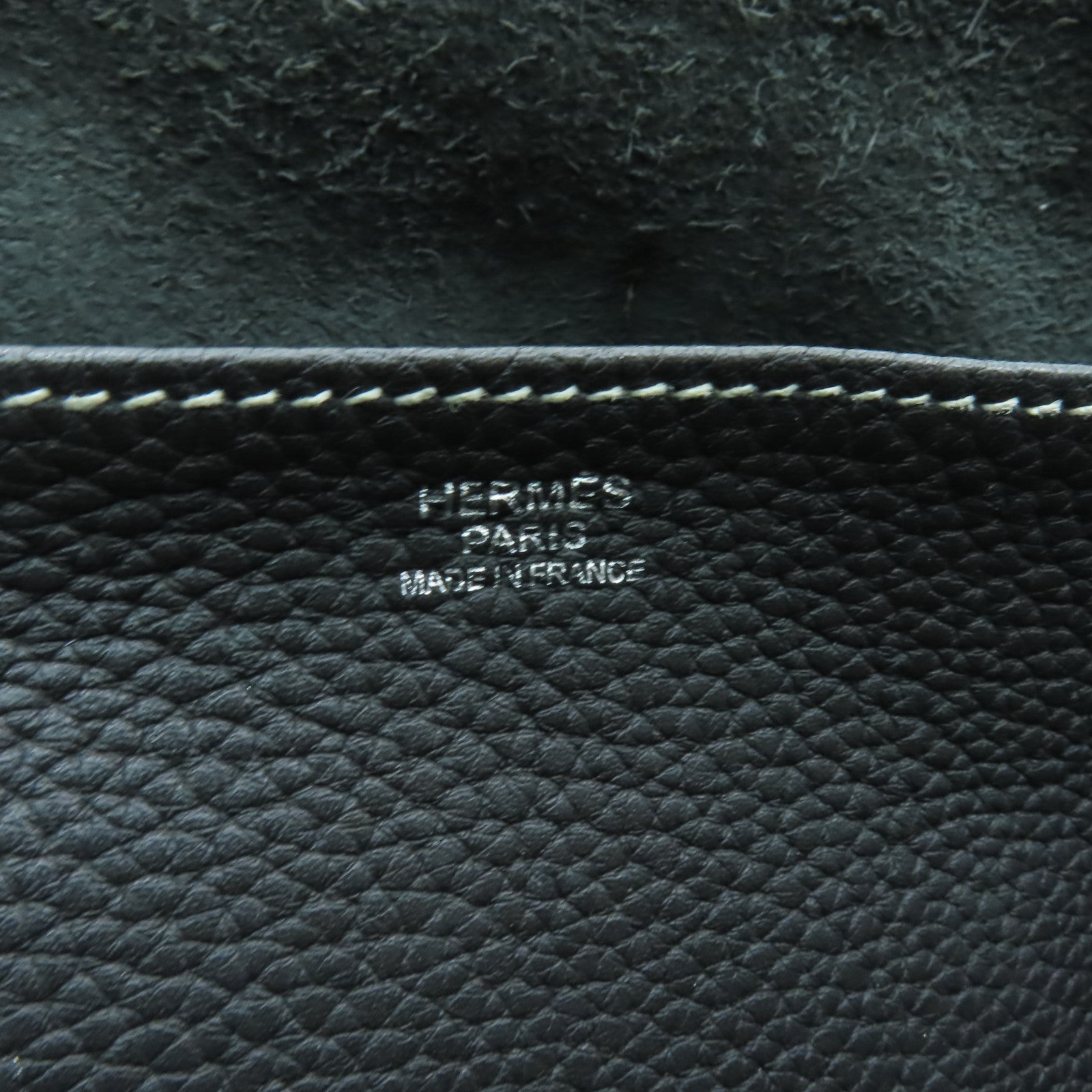 HERMES Clemence皮革Halzan 31銀扣手挽肩背兩用袋黒色