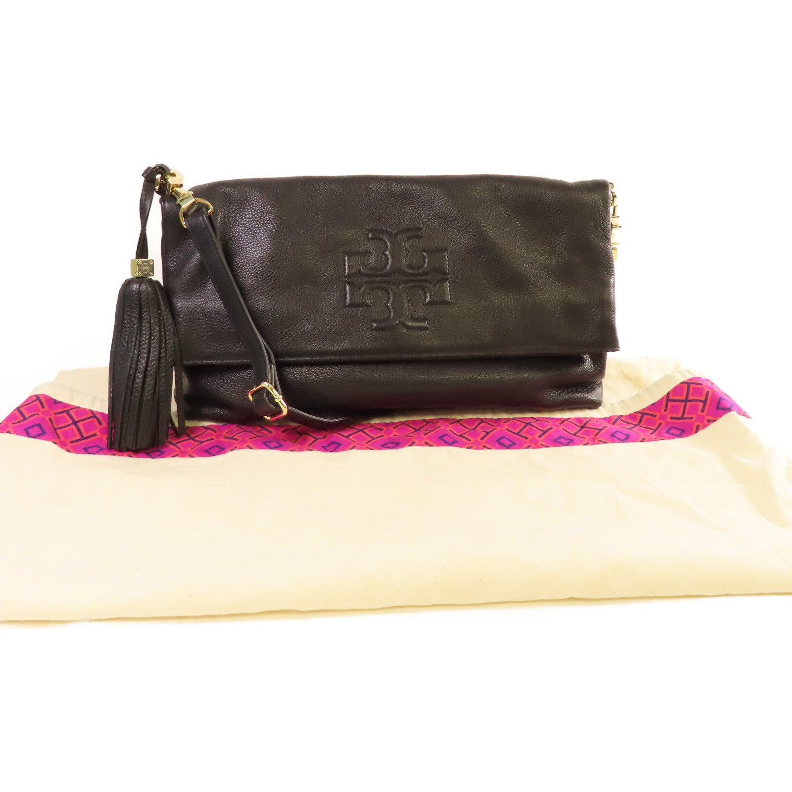 Tory Burch 牛皮皮革Shoulder Bag金扣肩背袋黑色