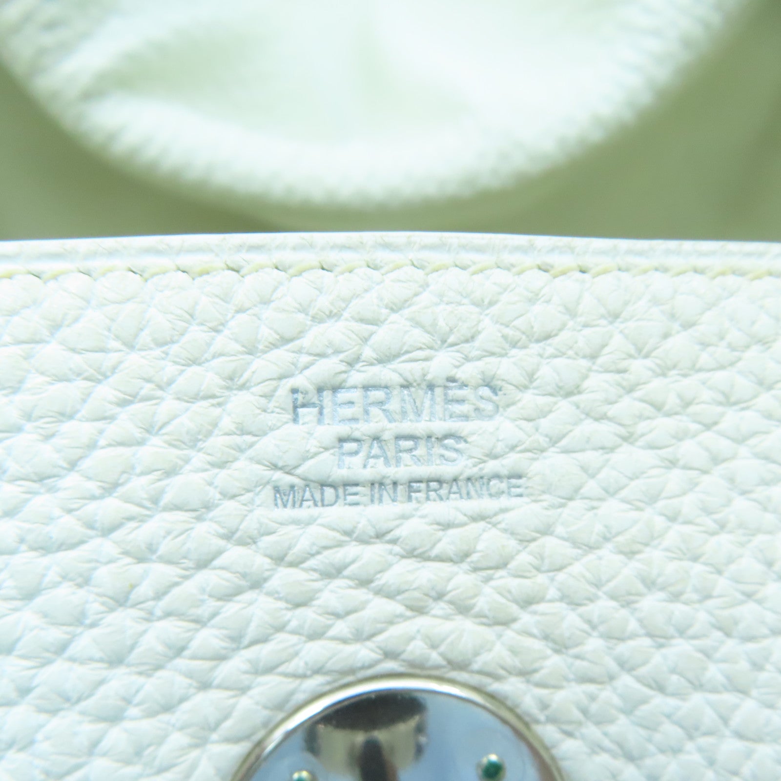 HERMES Clemence Leather Lindy 30 Silver Buckle Handle Shoulder Bag White