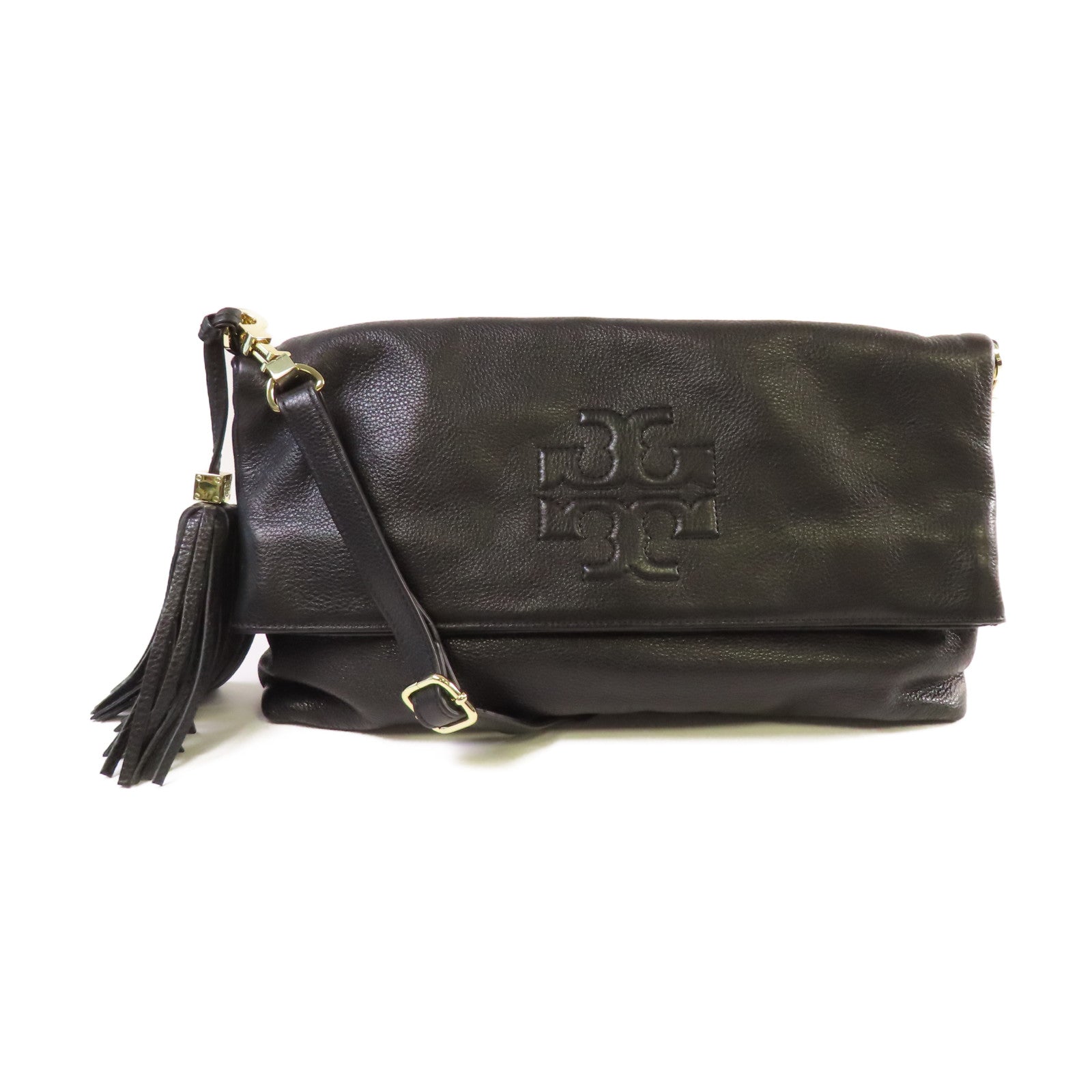 Tory Burch 牛皮皮革Shoulder Bag金扣肩背袋黑色