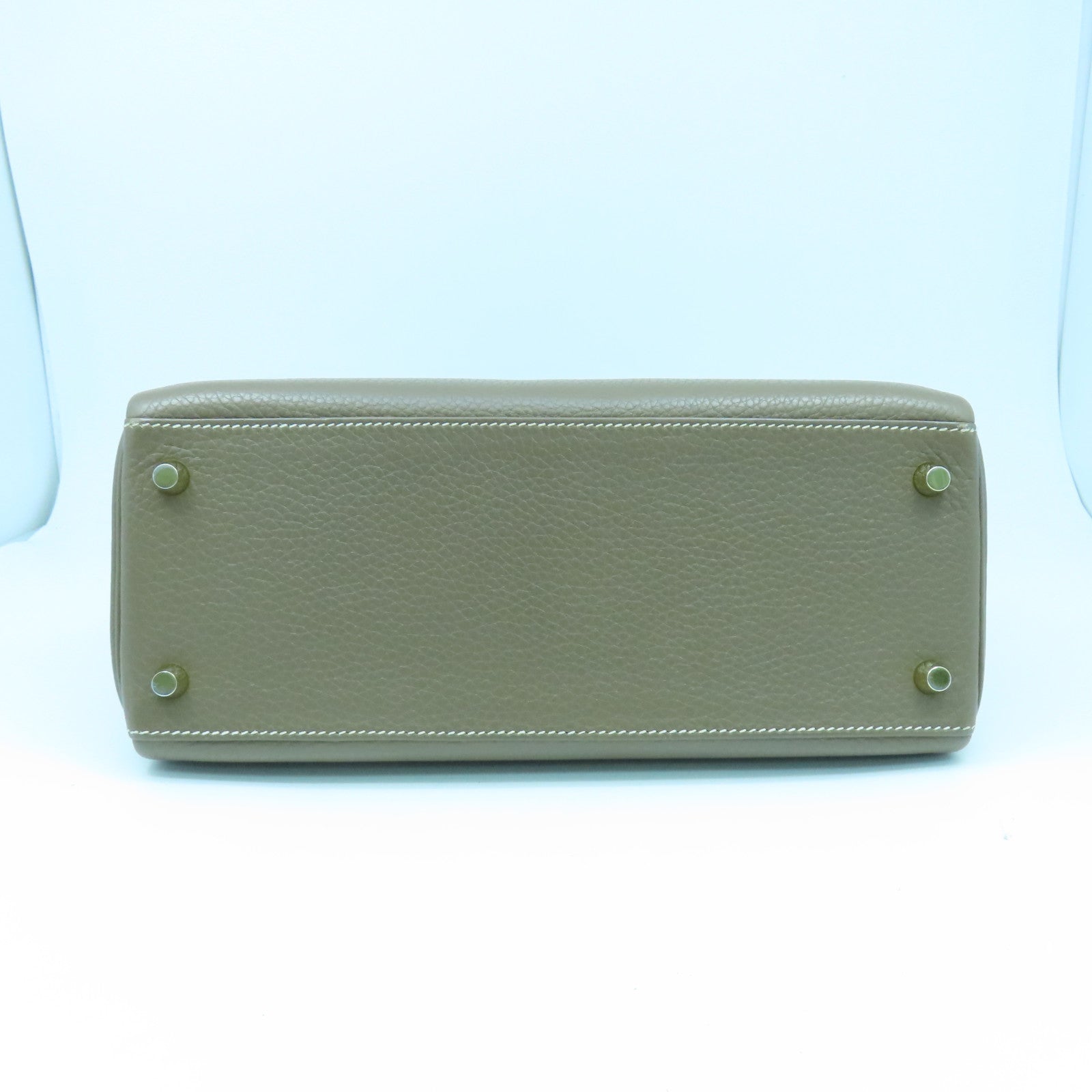 HERMES Clemence皮革Kelly 28金扣手挽肩背兩用袋大象灰色