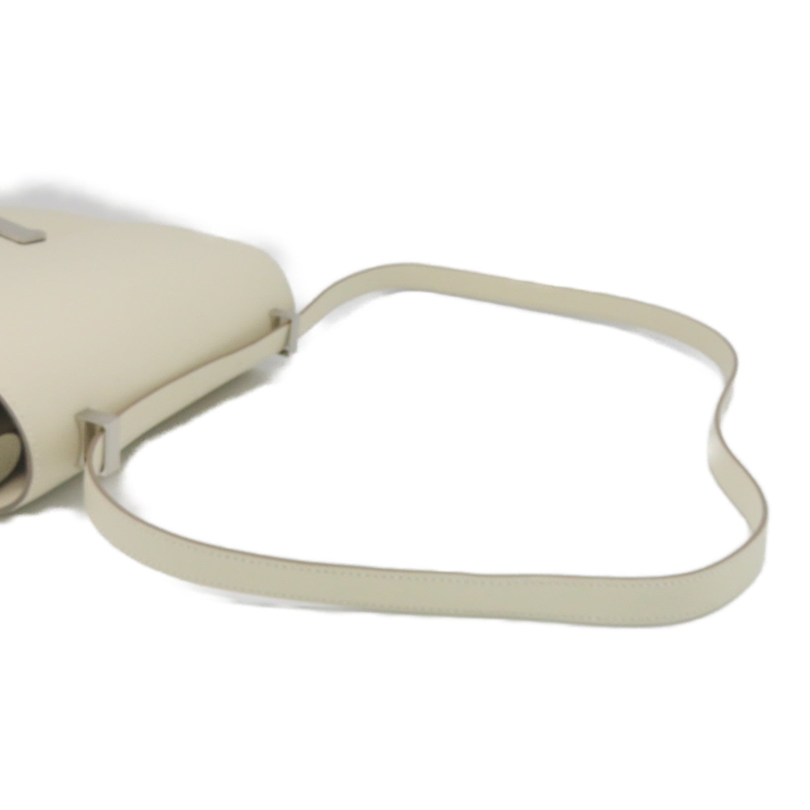 HERMES Epsom Leather Constance 24 Silver Buckle Chain Shoulder Bag White