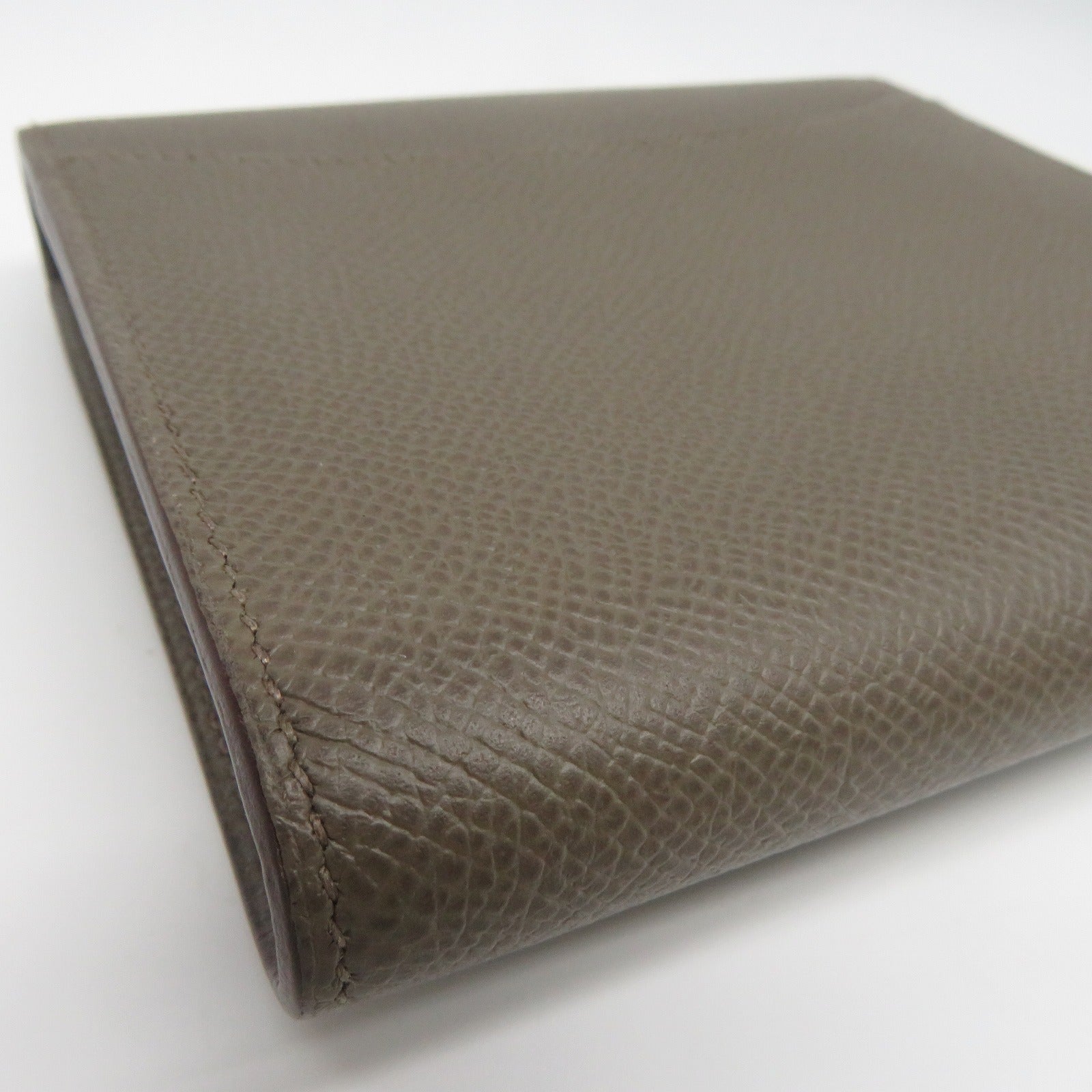 HERMES Epsom皮革Constance Compact Wallet銀扣錢包灰色