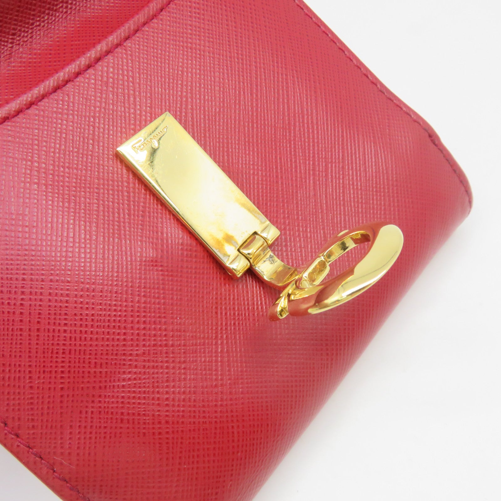 Salvatore Ferragamo 牛皮皮革Short Wallet金扣短錢包紅色
