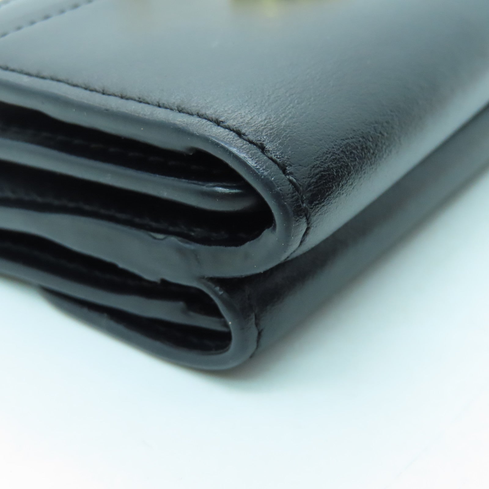 Chloe Leather Wallet Gold Buckle Black