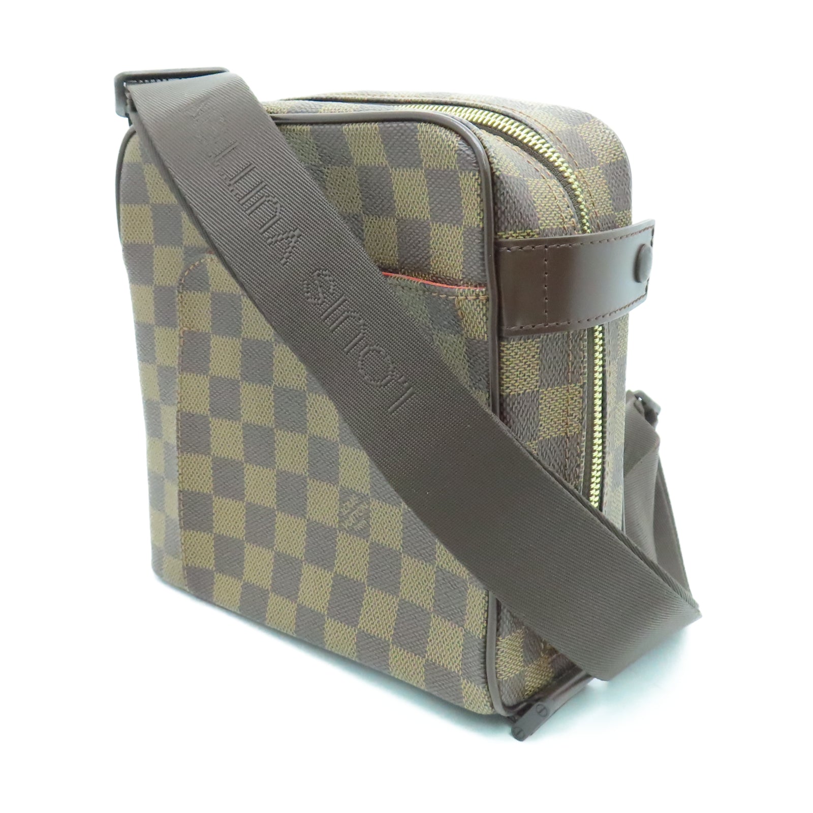 LOUIS VUITTON Damier Olav PM金扣肩背袋棕色