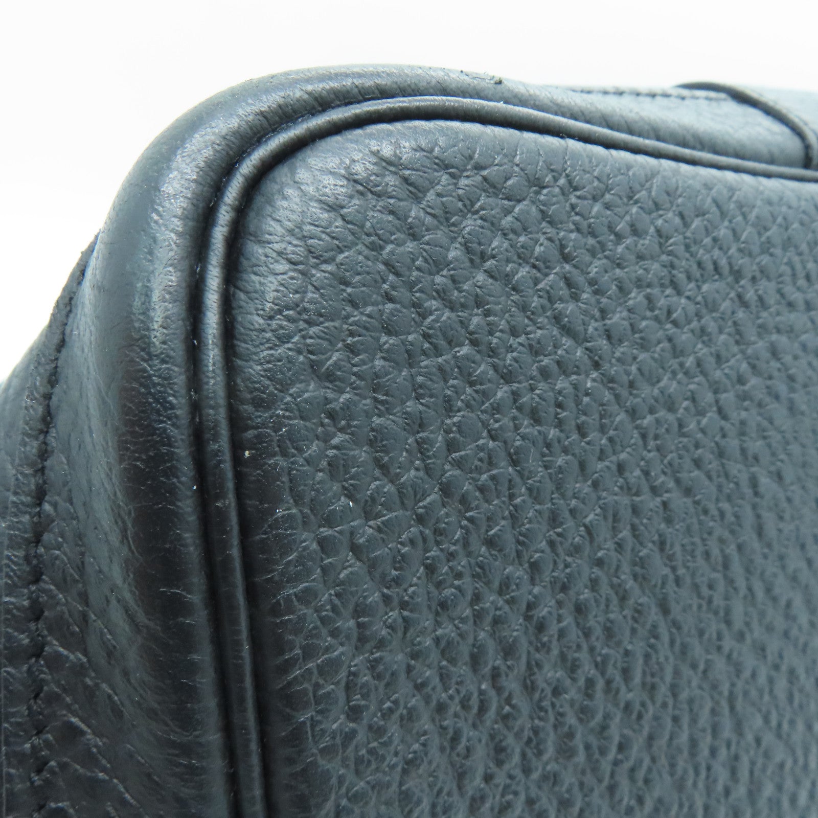 HERMES 【激减优惠】Country皮革Garden Party PM银扣手挽袋黑色