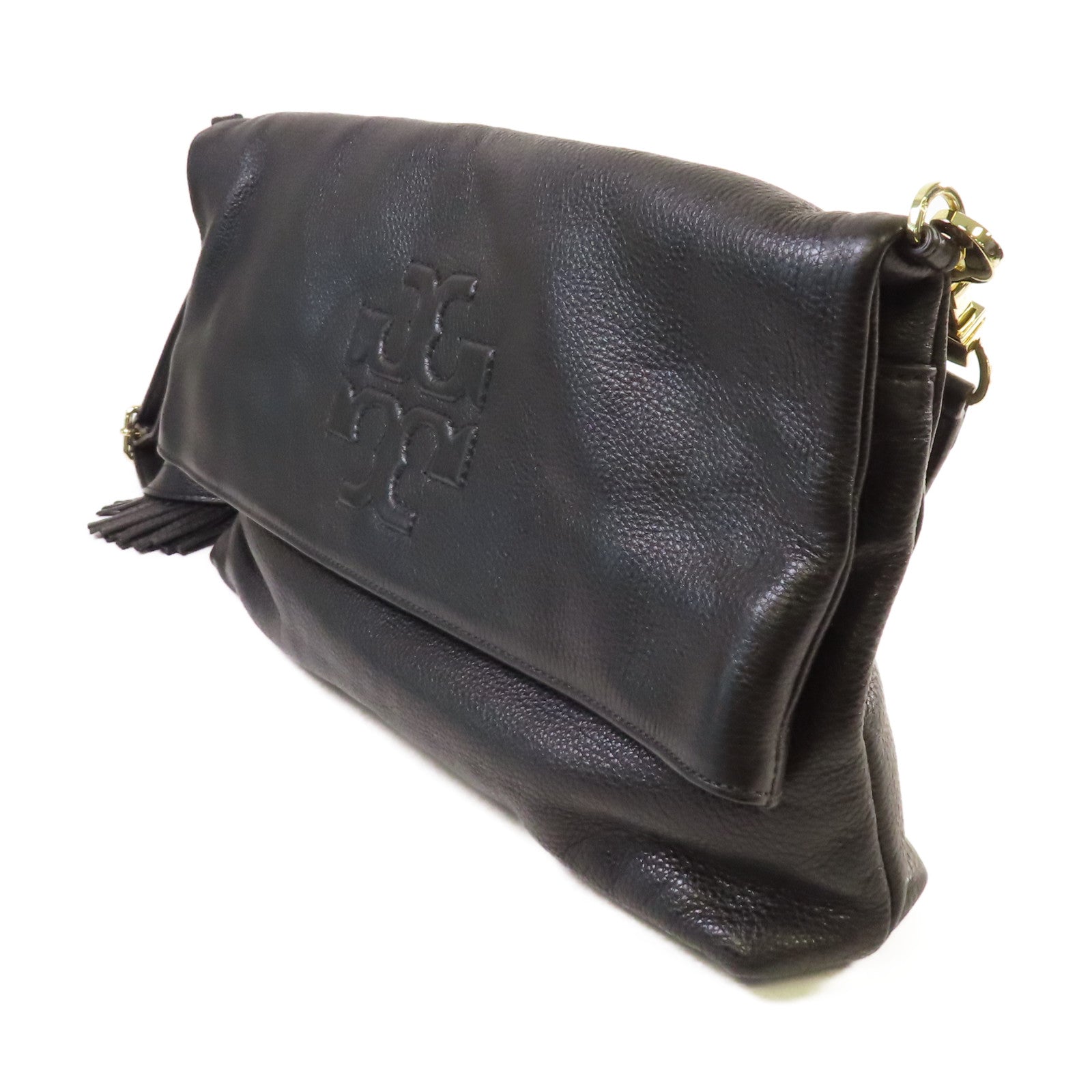 Tory Burch 牛皮皮革Shoulder Bag金扣肩背袋黑色