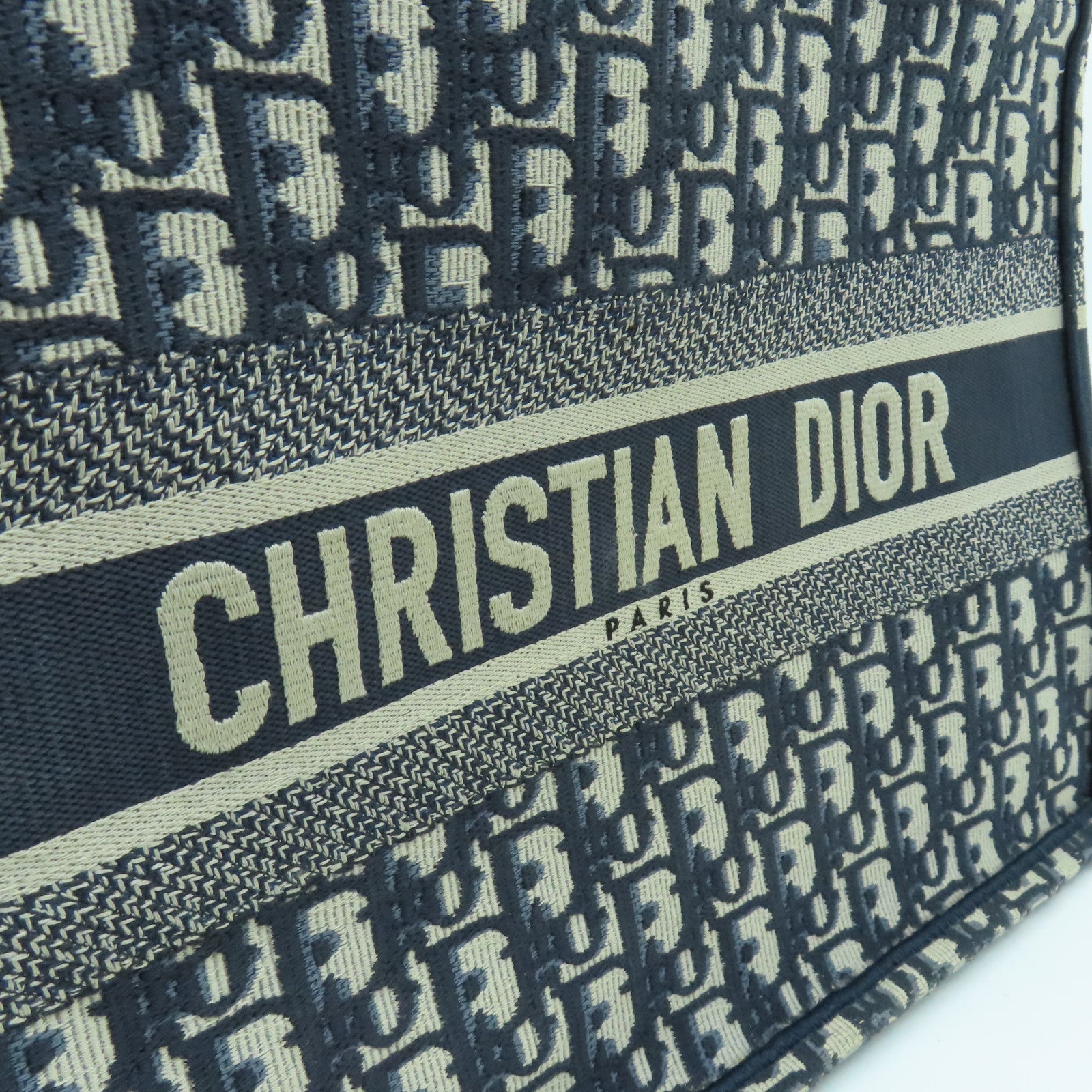Dior Canvas Book Tote Medium Handle Bag Blue