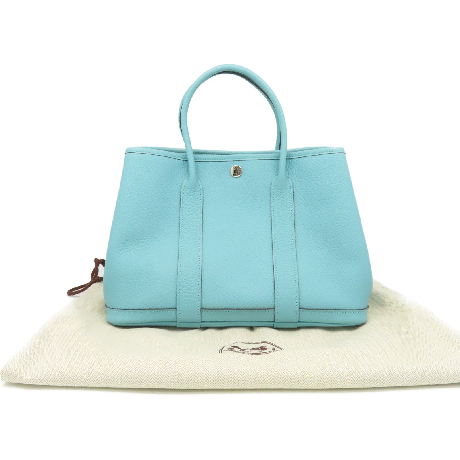 HERMES Negonda皮革Garden Party TPM Medium Tote Bag銀扣手挽袋3P Bleu Atoll馬龍藍色