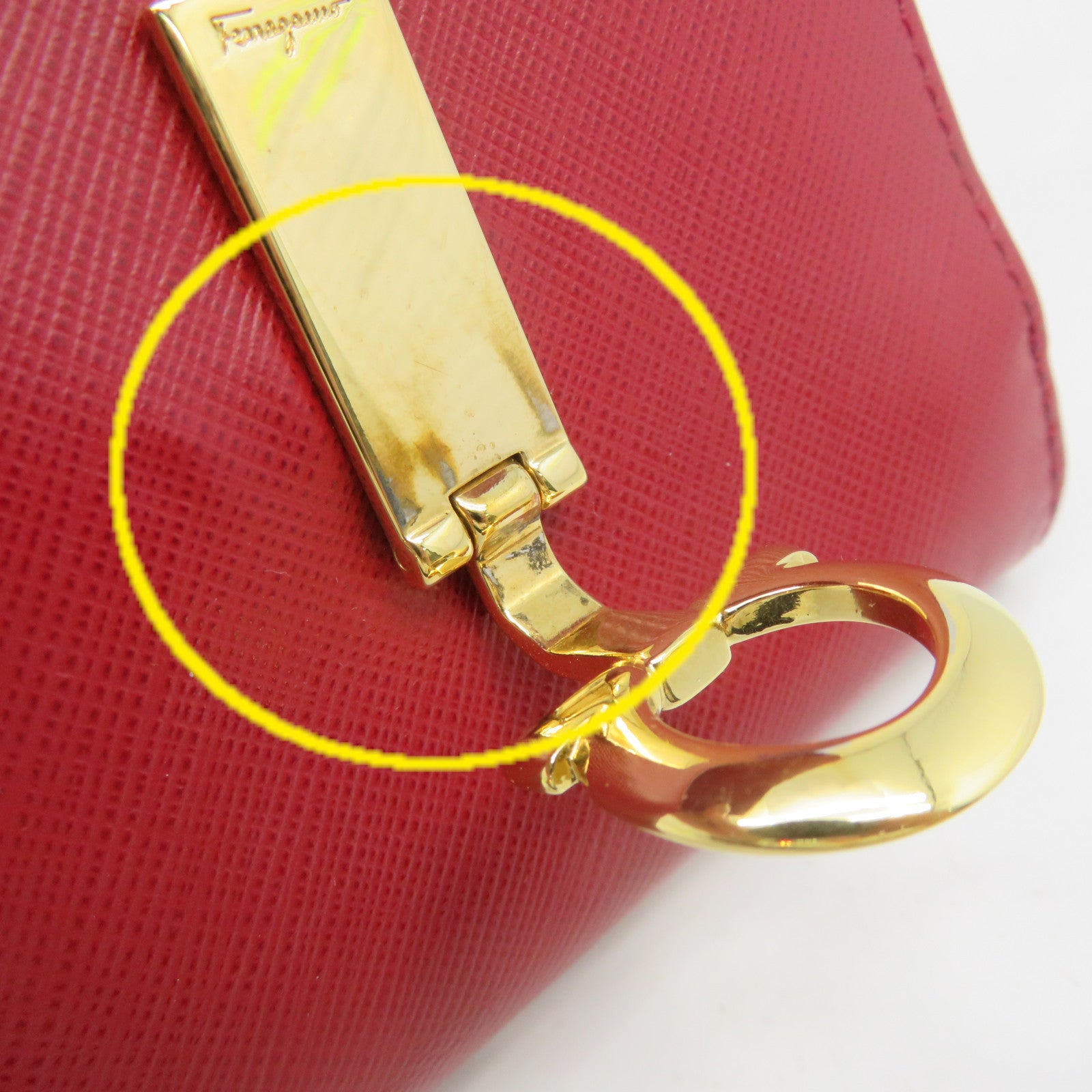 Salvatore Ferragamo 牛皮皮革Short Wallet金扣短錢包紅色