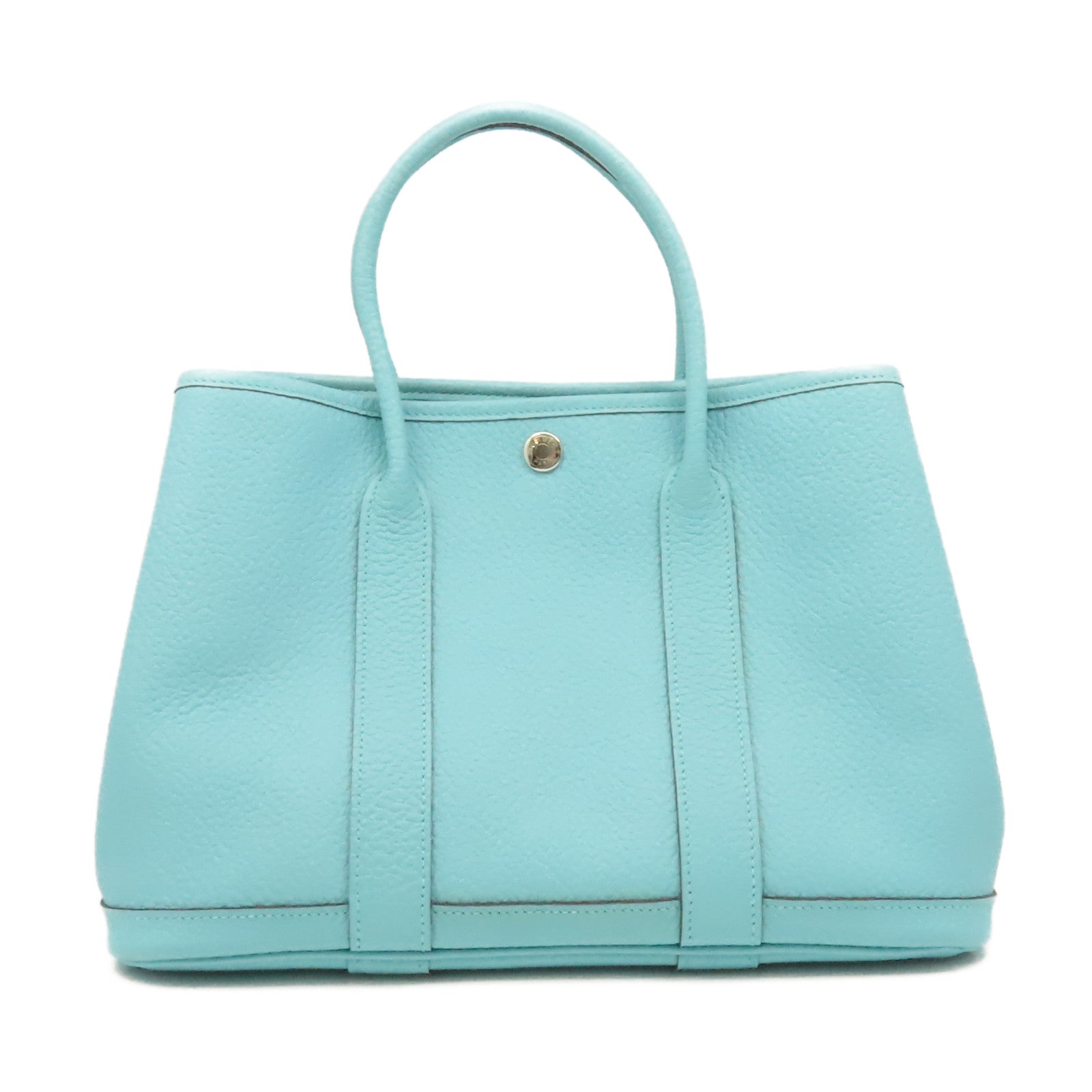 HERMES Negonda皮革Garden Party TPM Medium Tote Bag銀扣手挽袋3P Bleu Atoll馬龍藍色