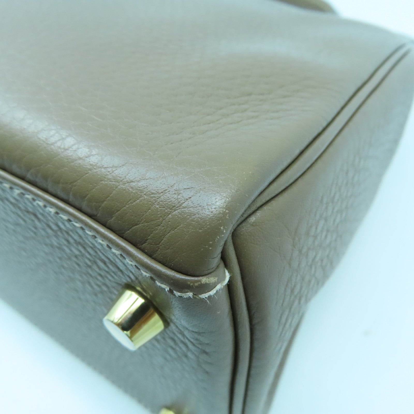 HERMES Clemence皮革Kelly 28金扣手挽肩背兩用袋大象灰色