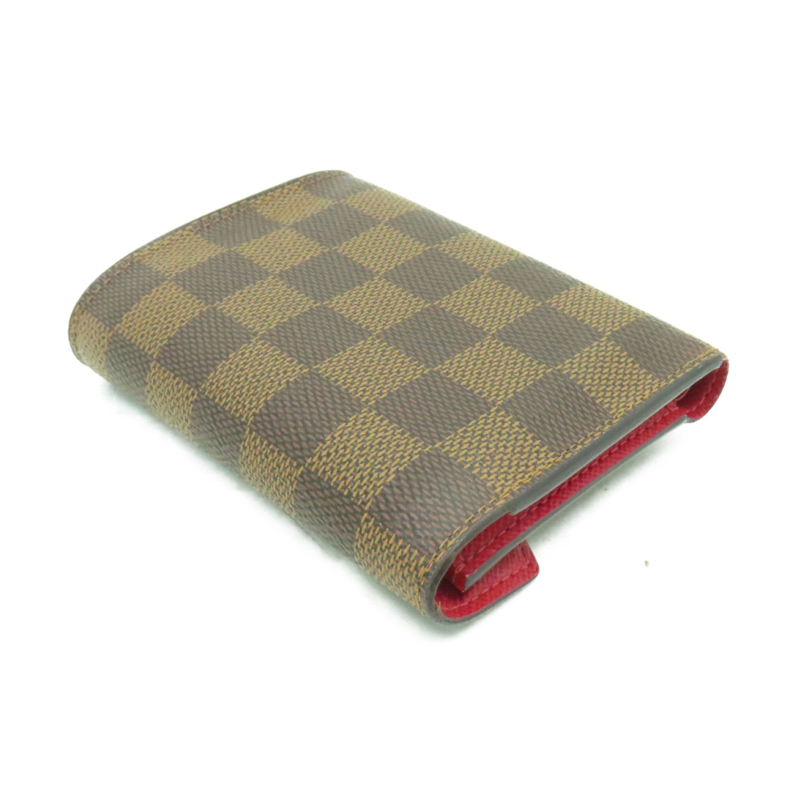 LOUIS VUITTON Damier Ebene Victorine Wallet金扣錢包棕色紅色