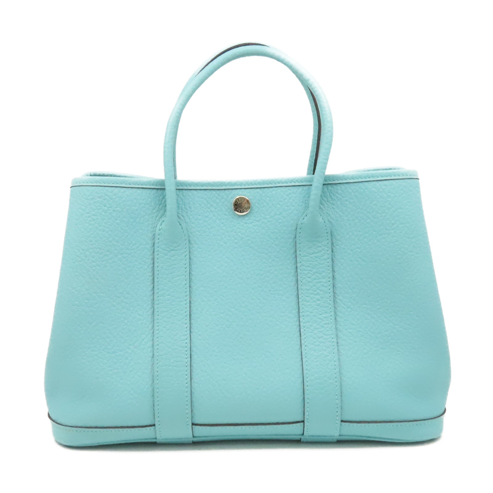 HERMES Negonda皮革Garden Party TPM Medium Tote Bag銀扣手挽袋3P Bleu Atoll馬龍藍色