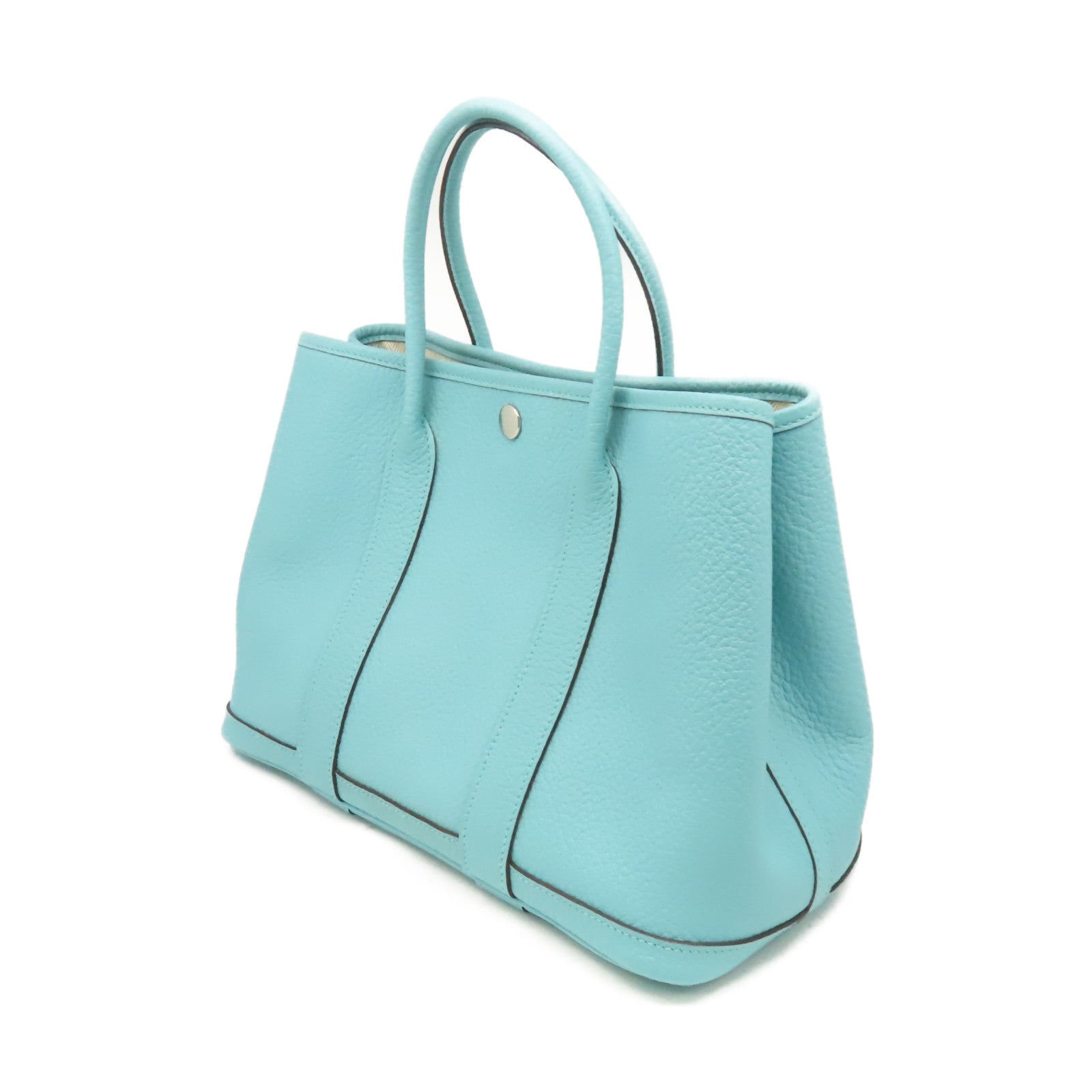 HERMES Negonda皮革Garden Party TPM Medium Tote Bag銀扣手挽袋3P Bleu Atoll馬龍藍色