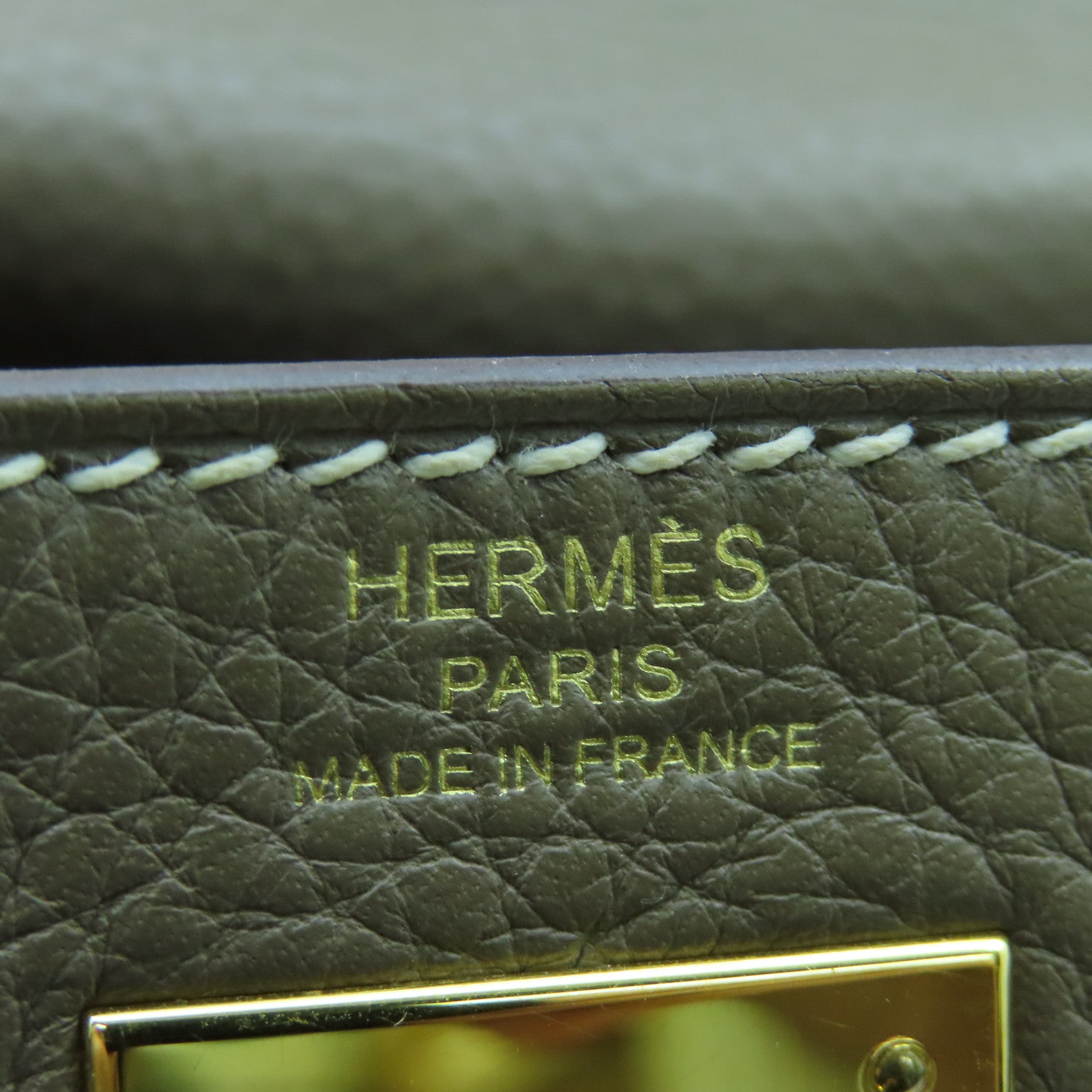 HERMES Clemence皮革Kelly 28金扣手挽肩背兩用袋大象灰色