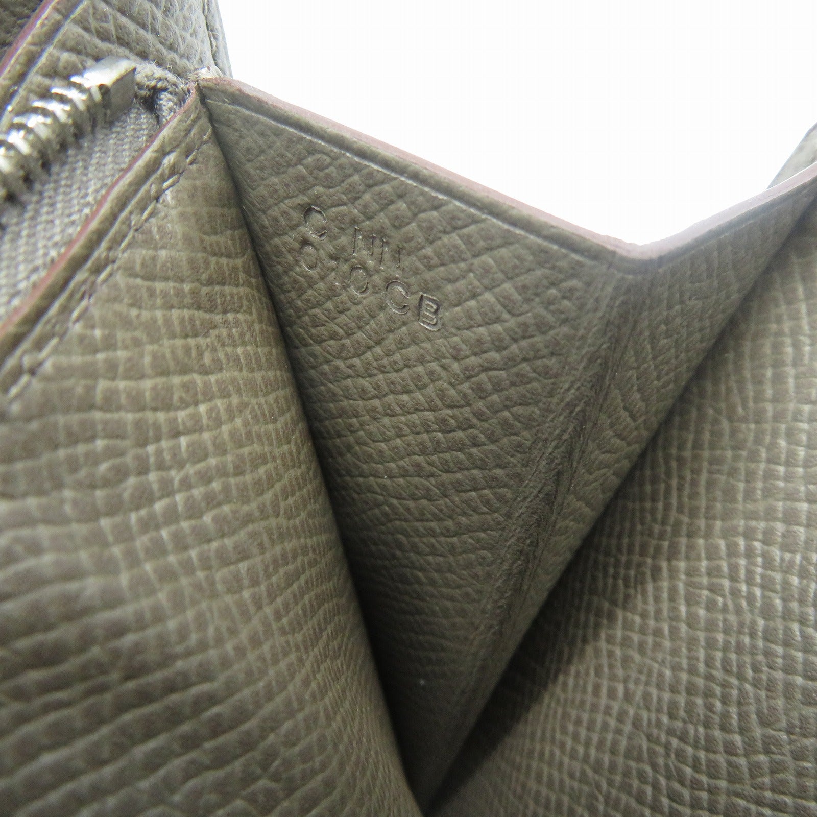 HERMES Epsom皮革Constance Compact Wallet銀扣錢包灰色