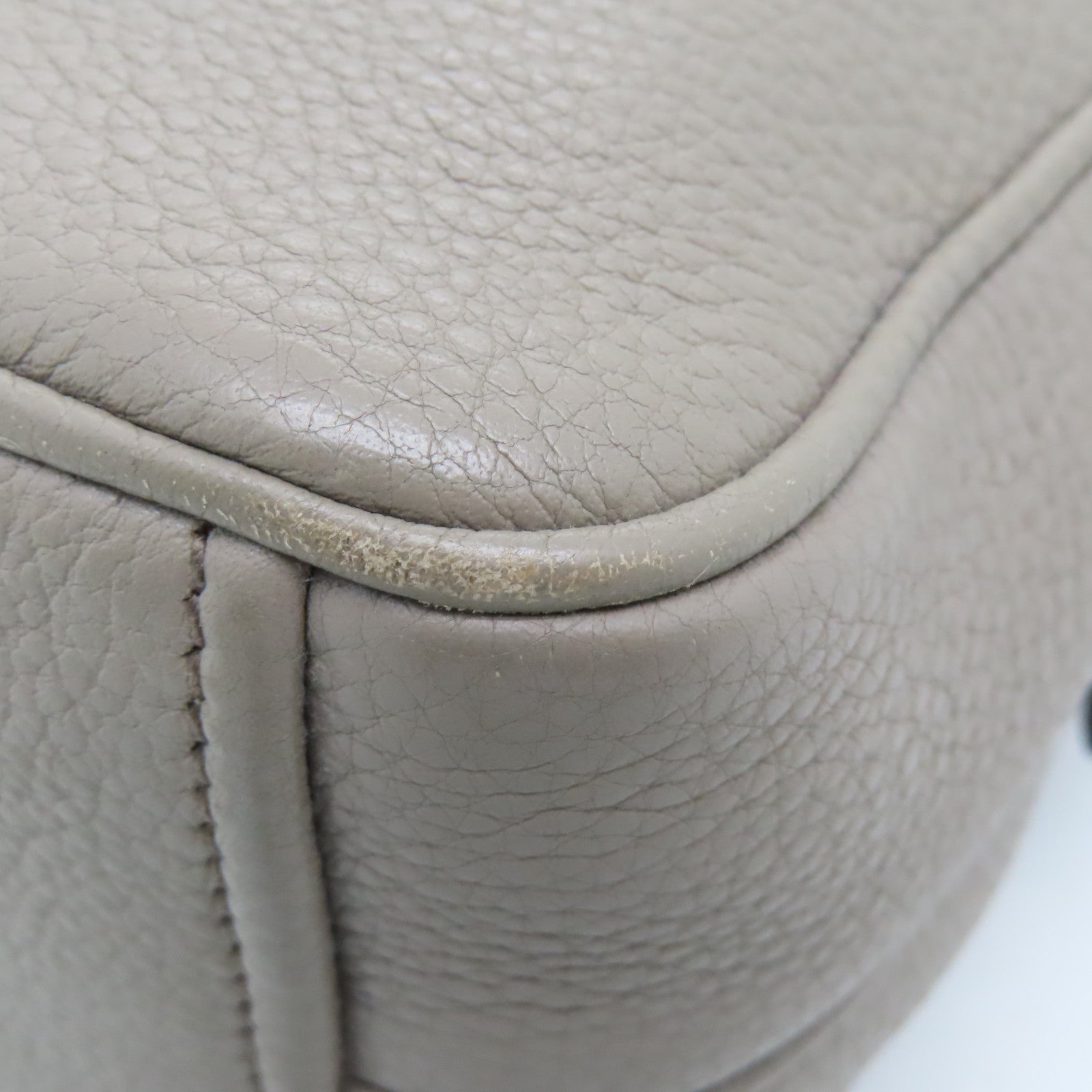 PRADA Leather Shoulder Bag Gold Buckle Gray