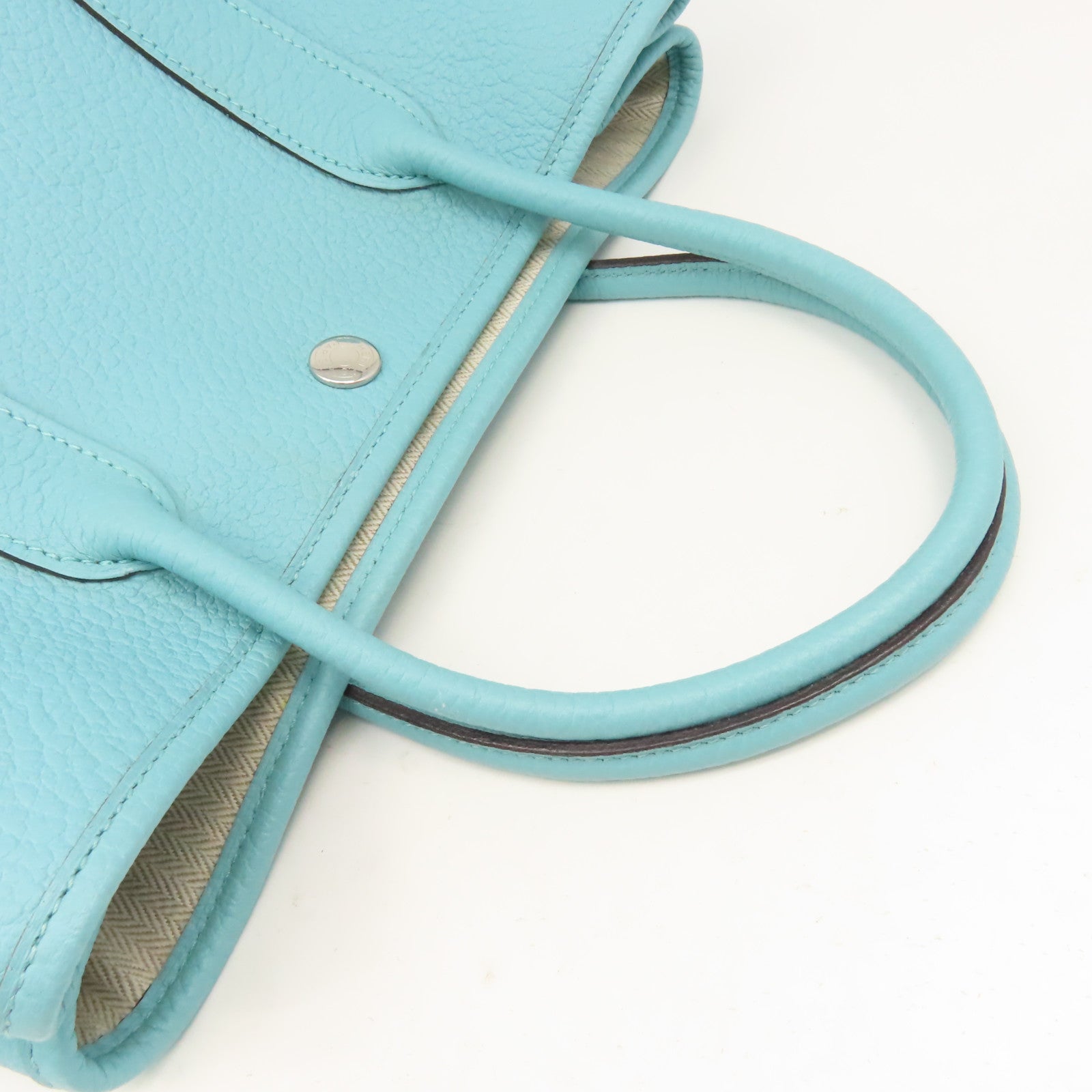 HERMES Negonda皮革Garden Party TPM Medium Tote Bag銀扣手挽袋3P Bleu Atoll馬龍藍色
