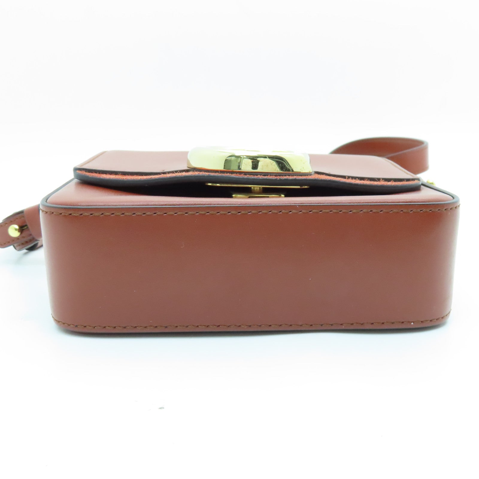 Chloe cowhide leather Shoulder Bag gold buckle handle shoulder bag brown