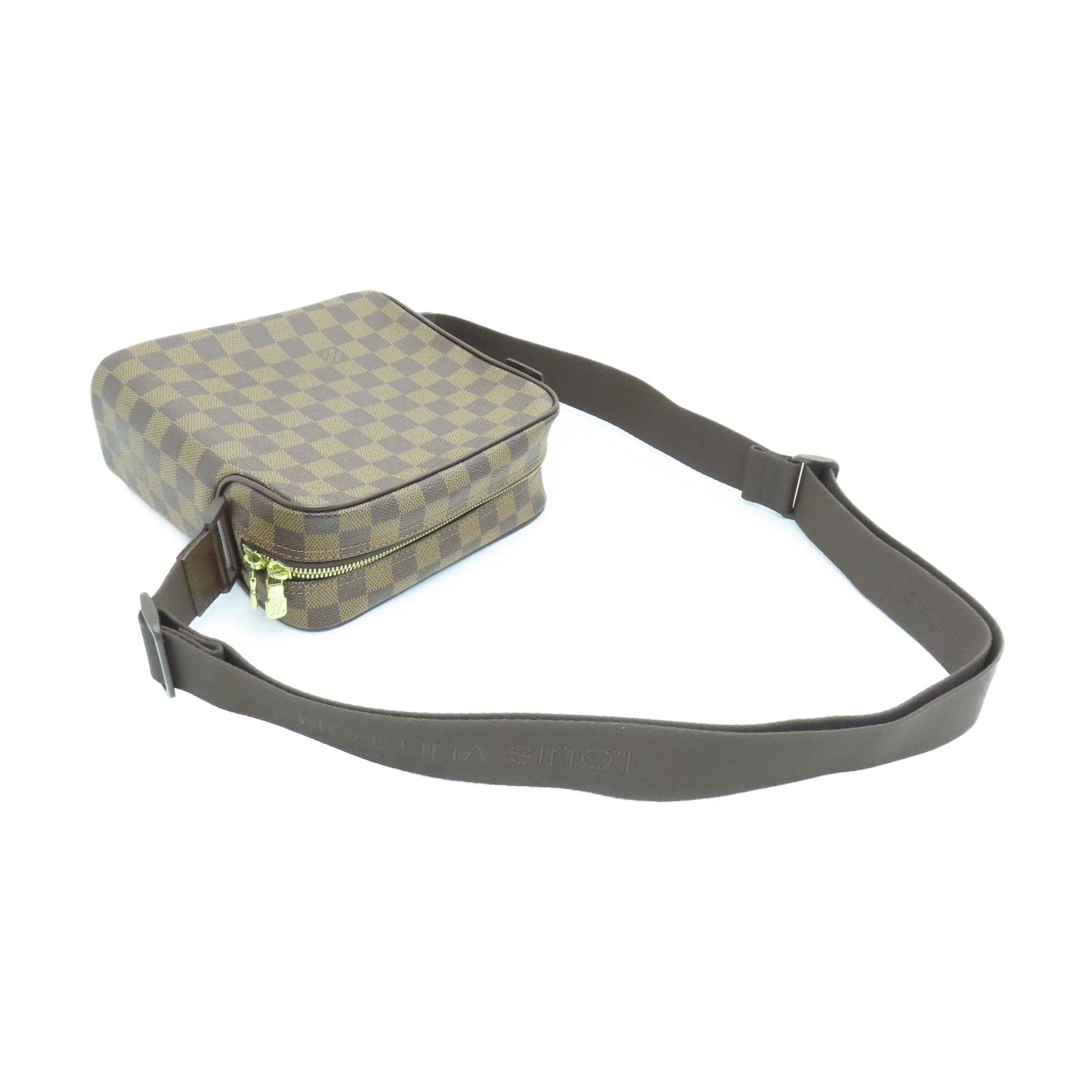 LOUIS VUITTON Damier Olav PM金扣肩背袋棕色