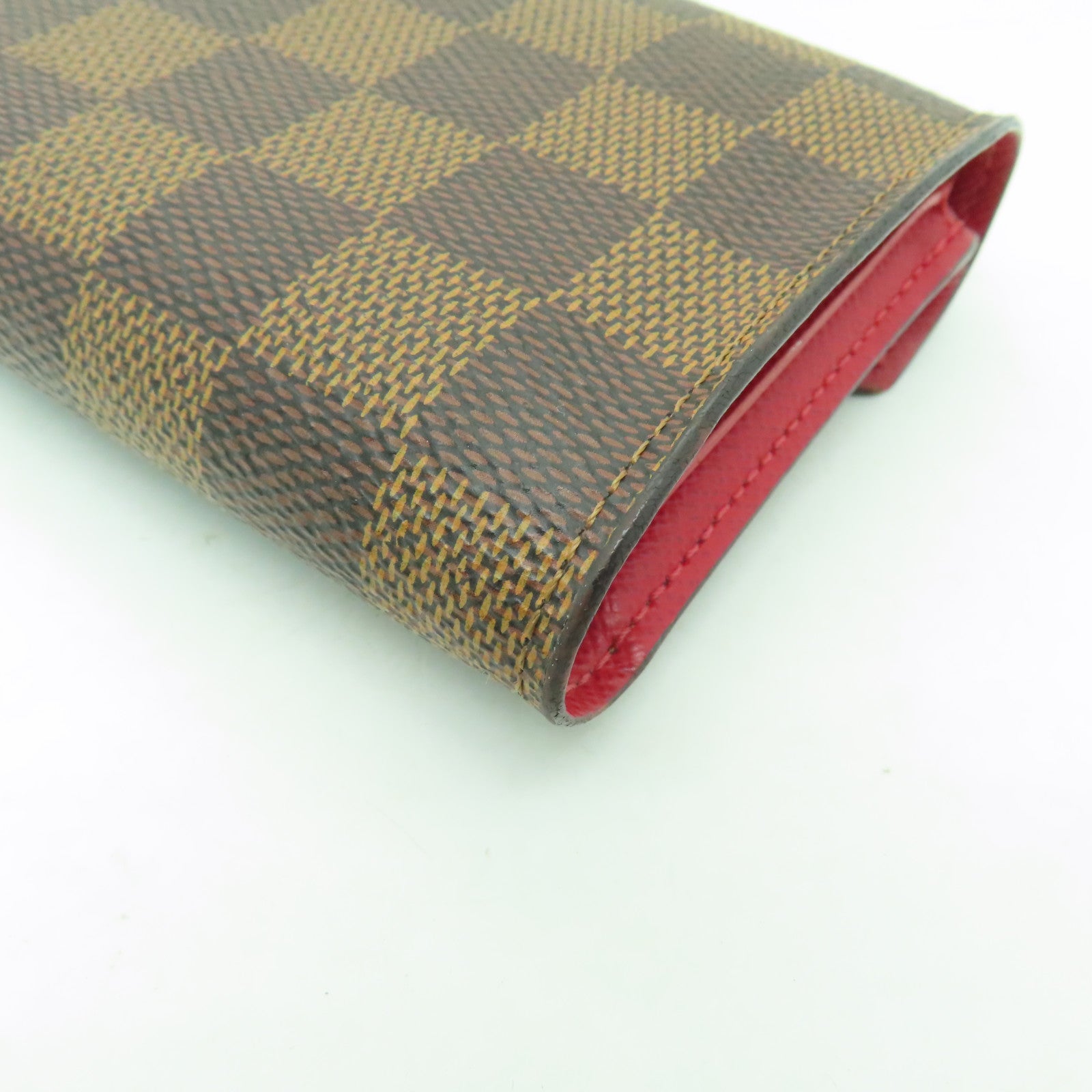 LOUIS VUITTON Damier Ebene Victorine Wallet金扣錢包棕色紅色