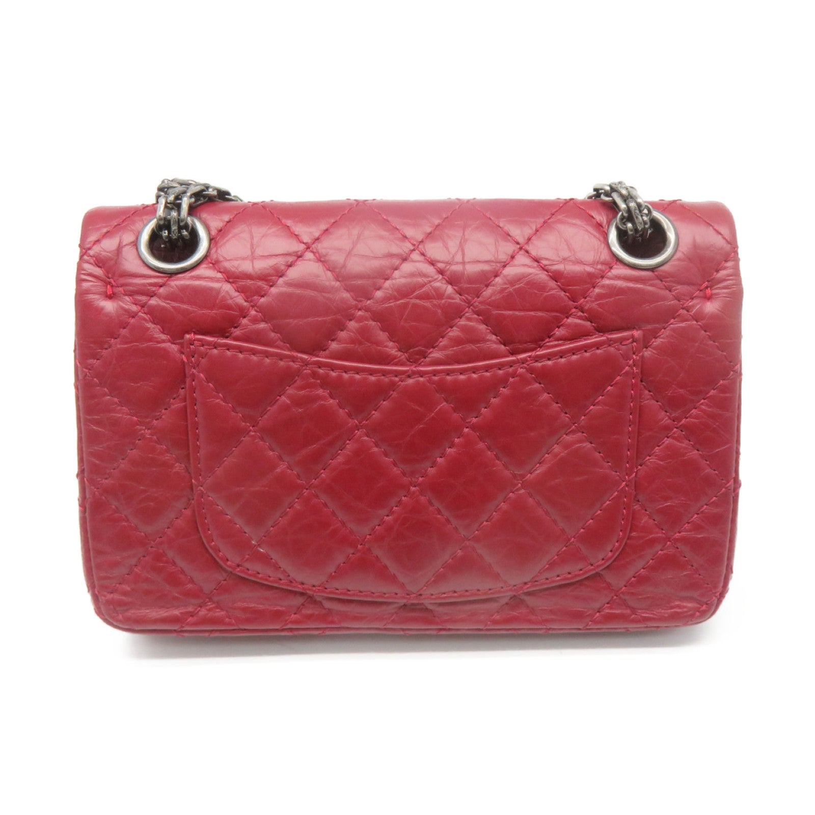 CHANEL Lingge cowhide leather 2.55 Chain Shoulder Bag silver buckle chain shoulder bag wine red