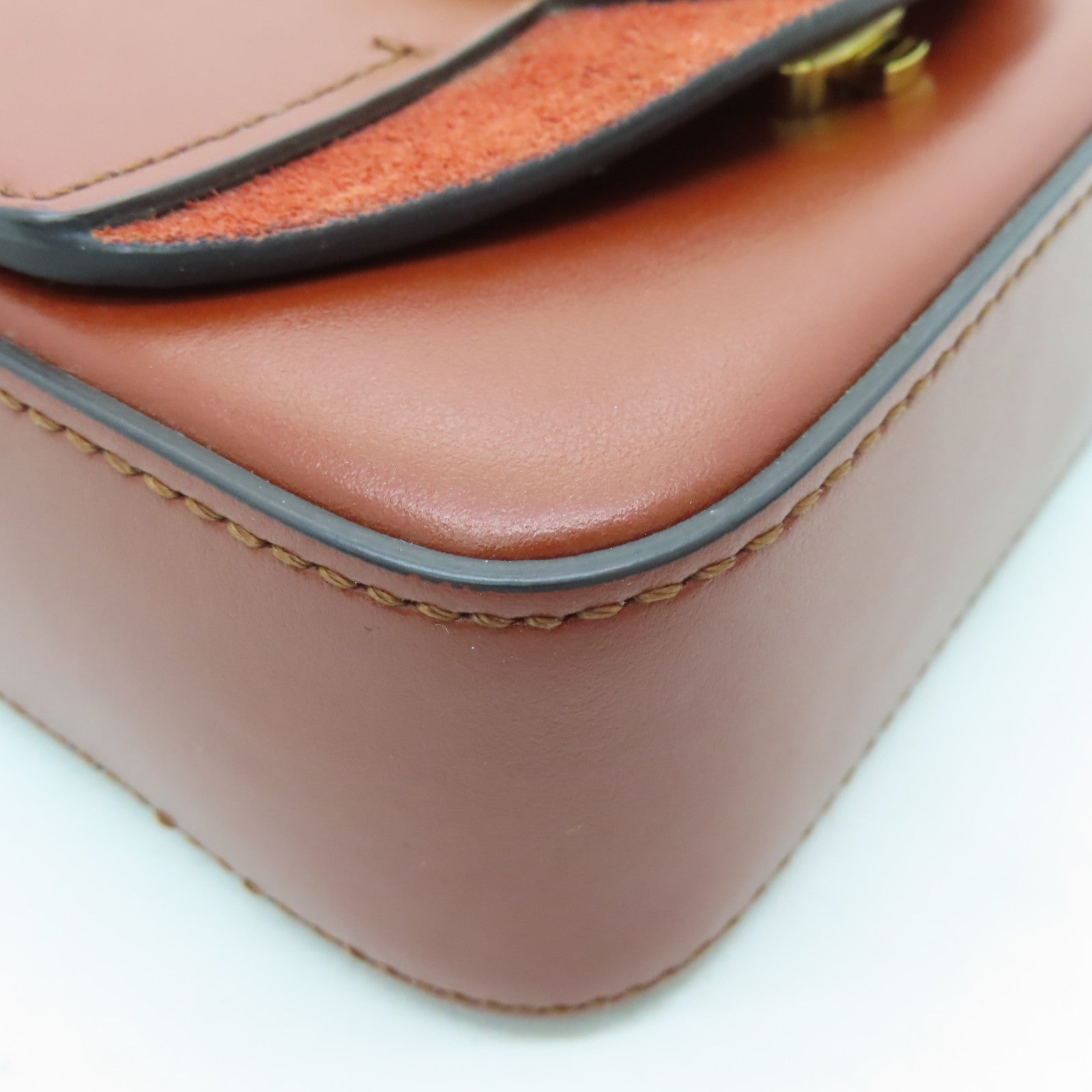 Chloe cowhide leather Shoulder Bag gold buckle handle shoulder bag brown