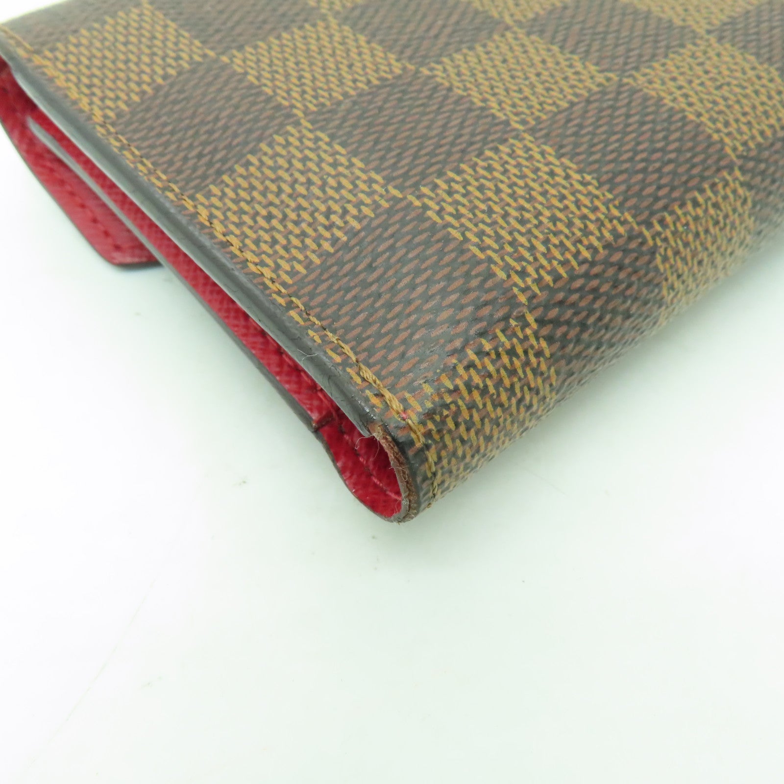 LOUIS VUITTON Damier Ebene Victorine Wallet金扣錢包棕色紅色
