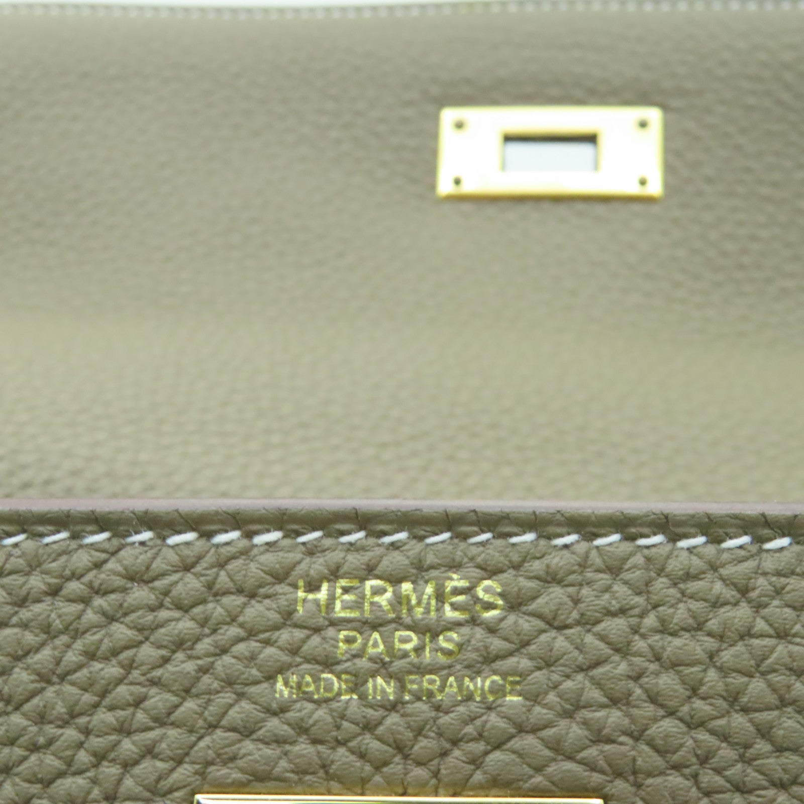 HERMES Togo皮革Kelly 32金扣手挽肩背兩用袋大象灰