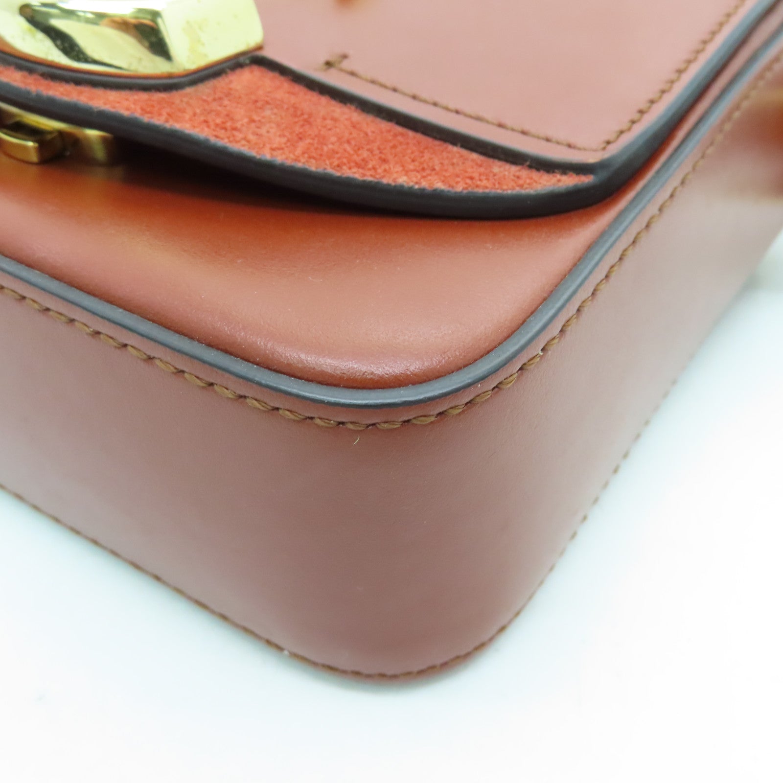 Chloe cowhide leather Shoulder Bag gold buckle handle shoulder bag brown