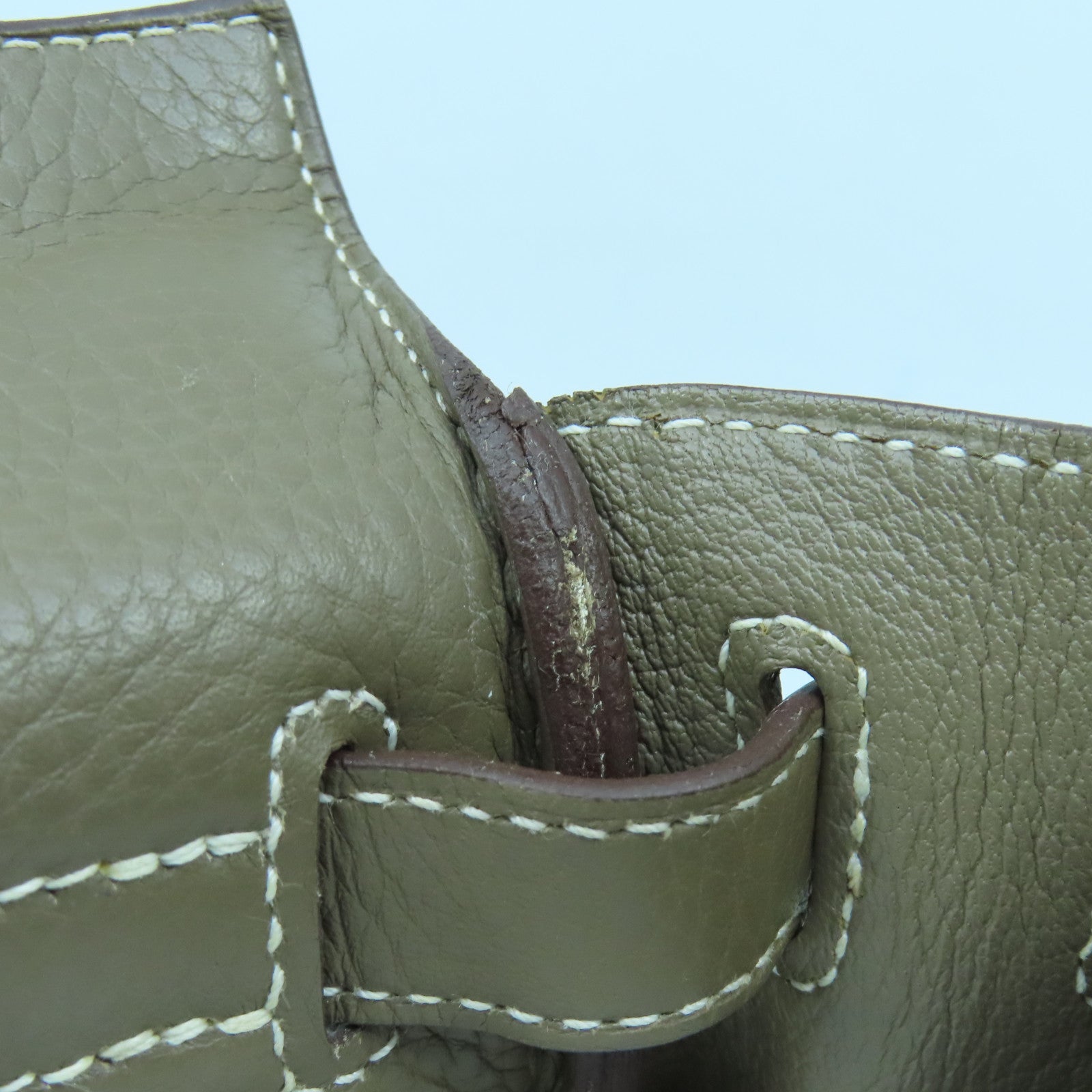 HERMES Clemence皮革Kelly 28金扣手挽肩背兩用袋大象灰色