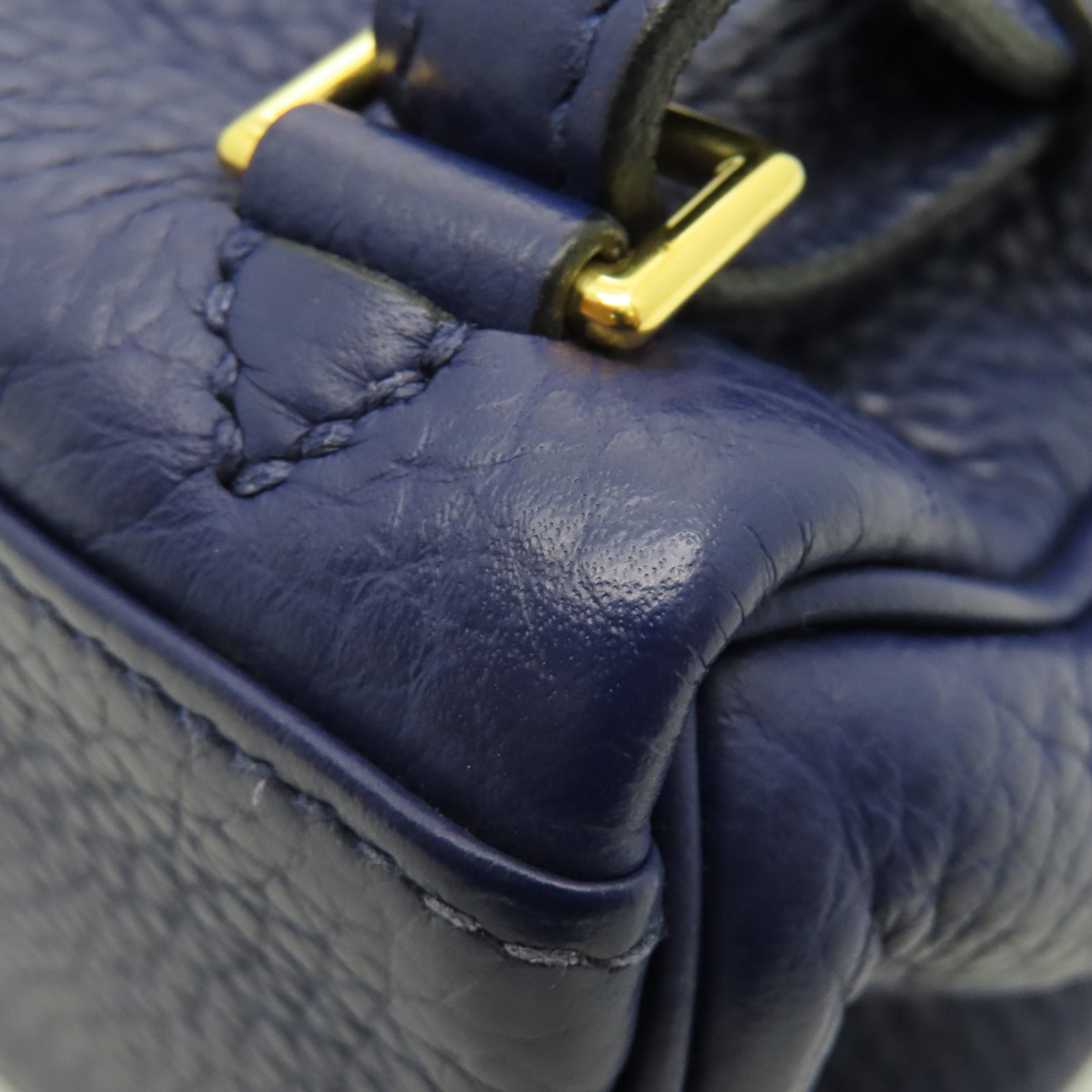 HERMES Taurillon Clemence Leather Kelly Ado Gold Buckle Backpack Sapphire Blue