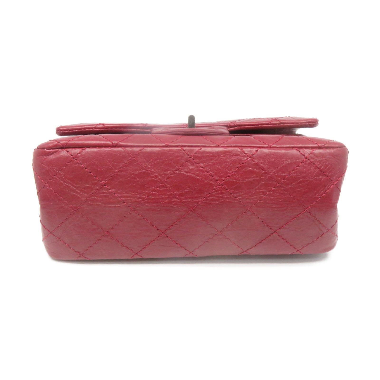 CHANEL Lingge cowhide leather 2.55 Chain Shoulder Bag silver buckle chain shoulder bag wine red
