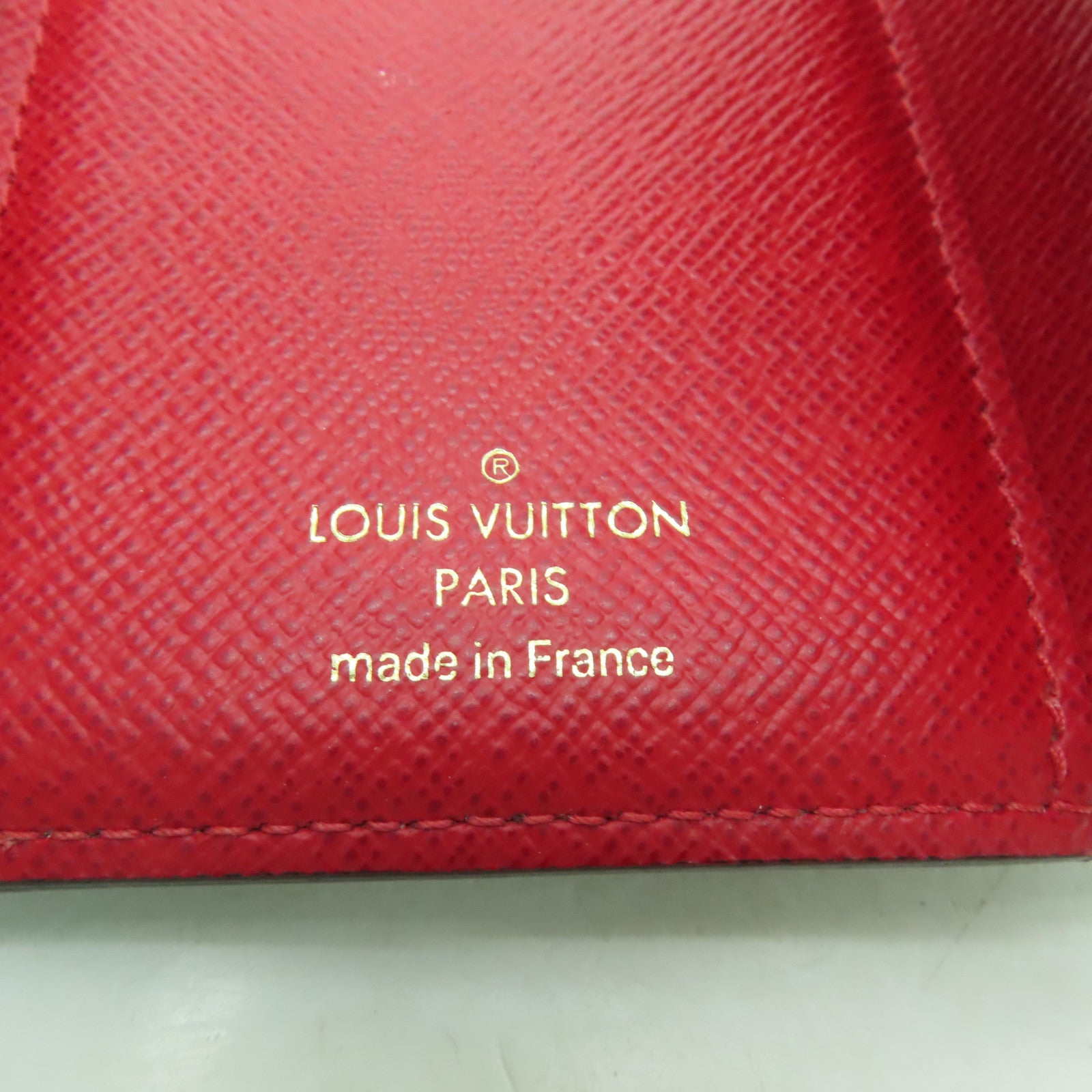 LOUIS VUITTON Damier Ebene Victorine Wallet金扣錢包棕色紅色