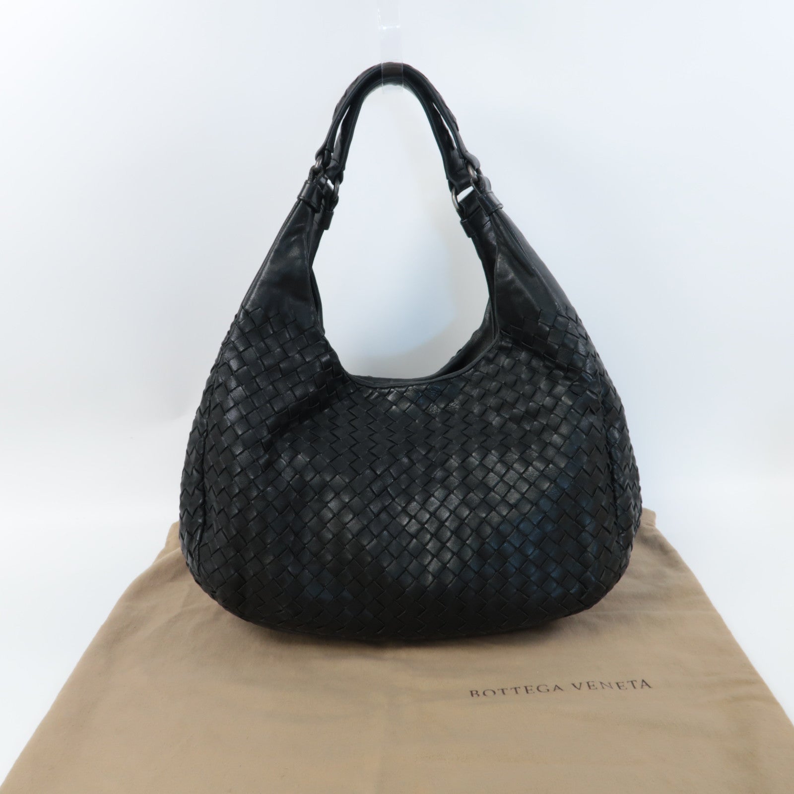 BOTTEGA VENETA 織紋羊皮皮革Hand Bag手挽袋黑色