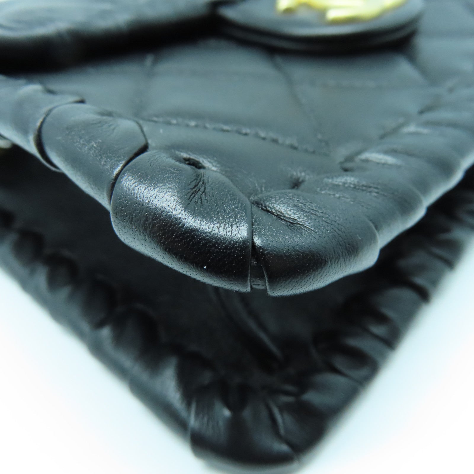 CHANEL 菱格羊皮皮革Mini Flap Bag金扣链带肩背袋黑色
