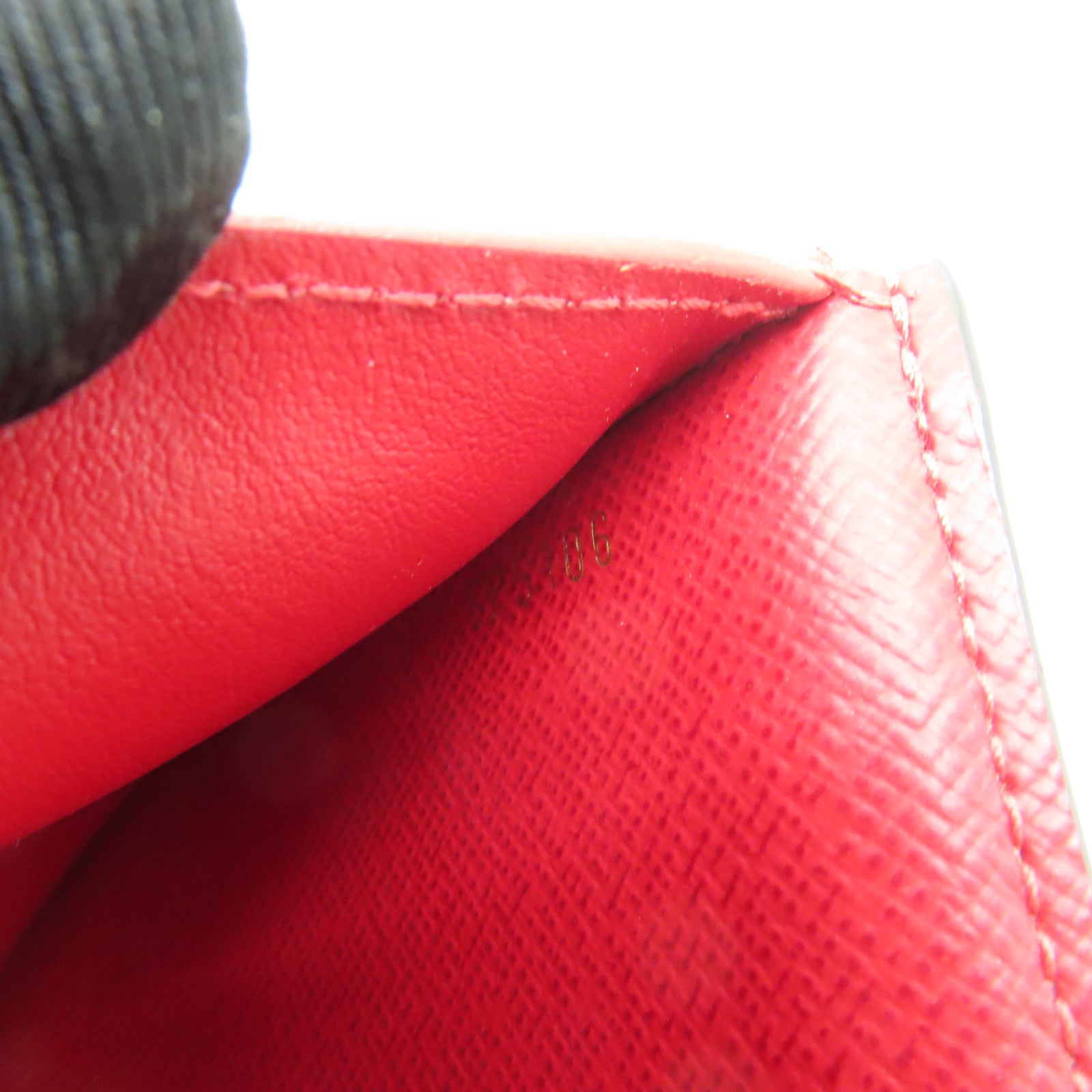 LOUIS VUITTON Damier Ebene Victorine Wallet金扣錢包棕色紅色