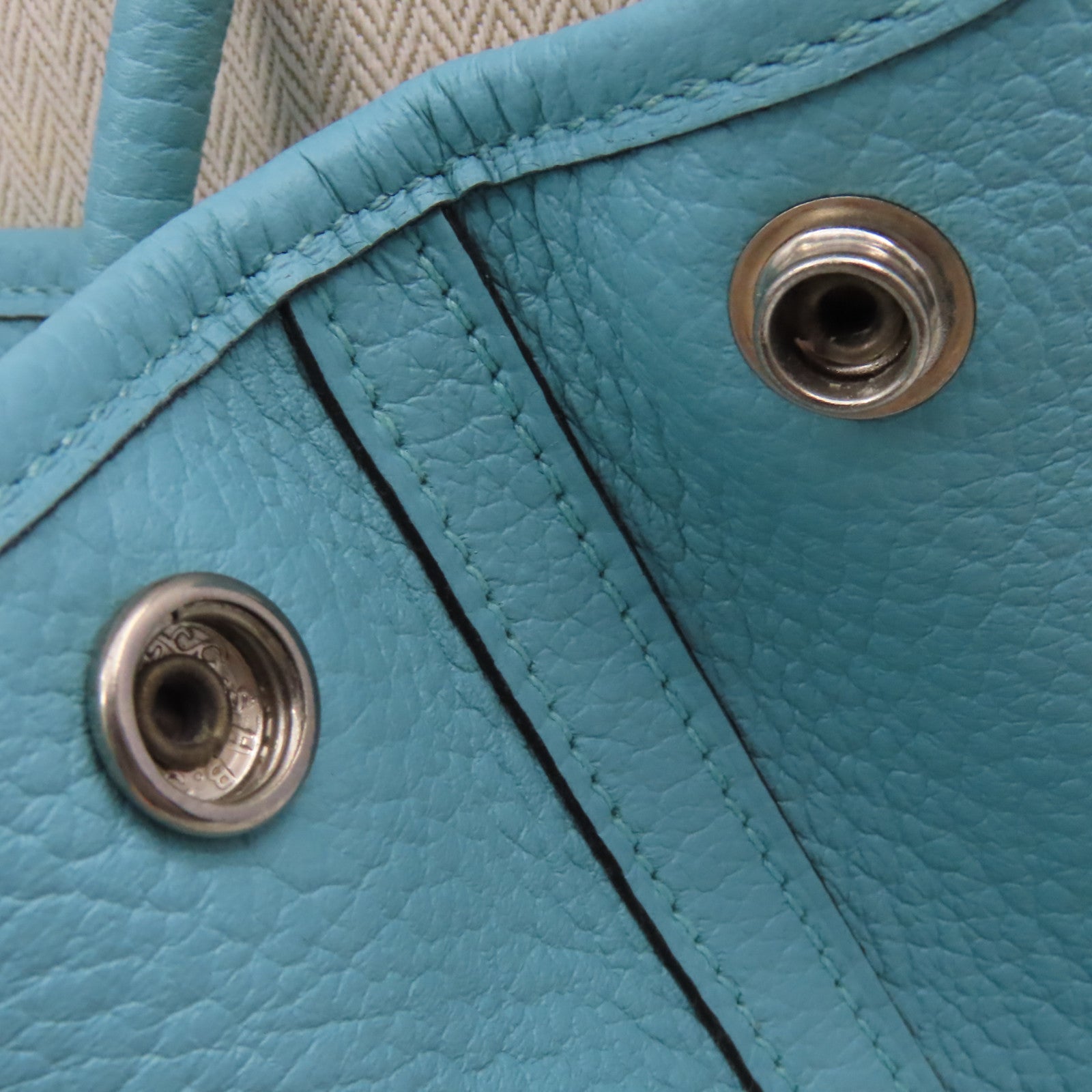 HERMES Negonda皮革Garden Party TPM Medium Tote Bag銀扣手挽袋3P Bleu Atoll馬龍藍色