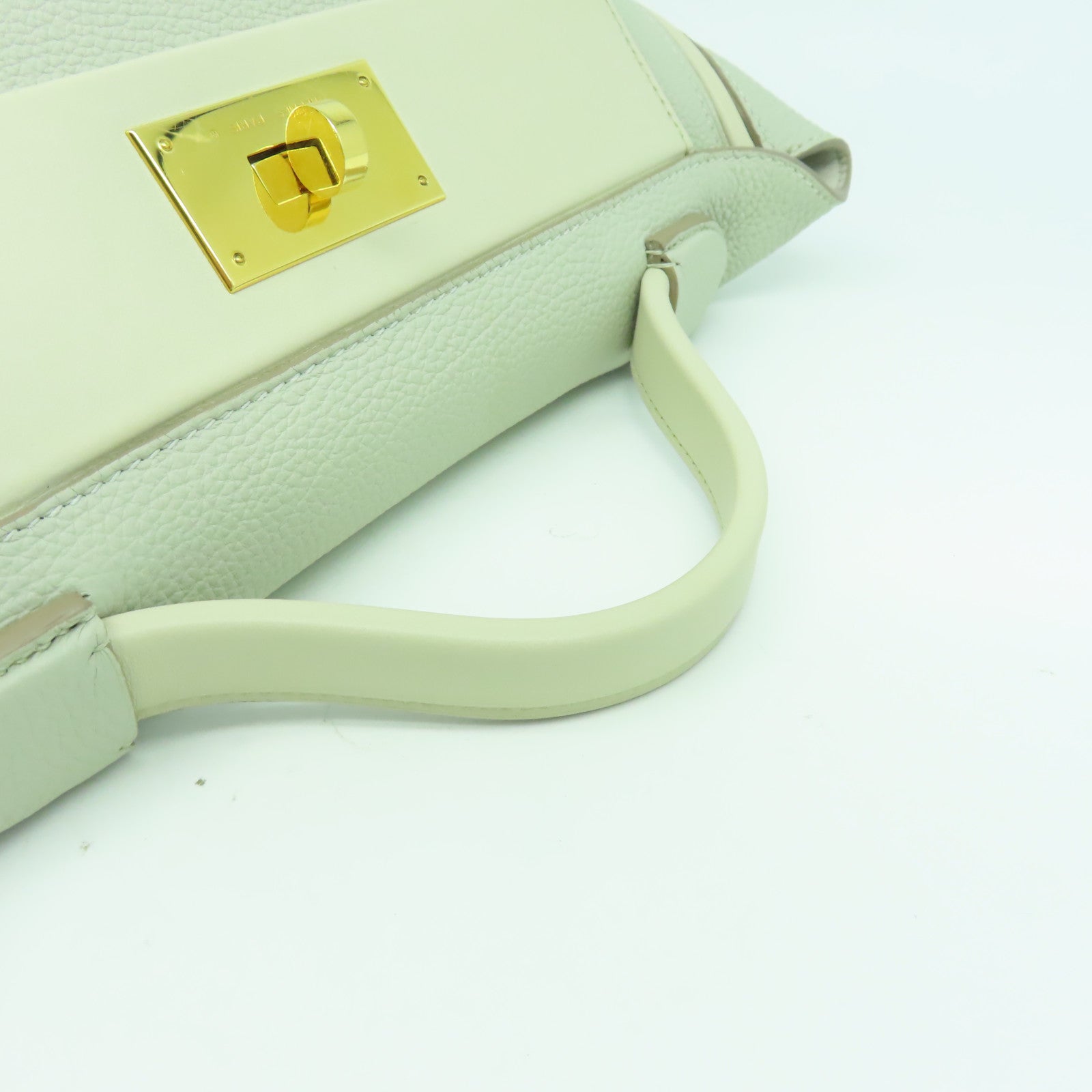 HERMES Clemence皮革2424金扣手挽肩背兩用袋珍珠灰色