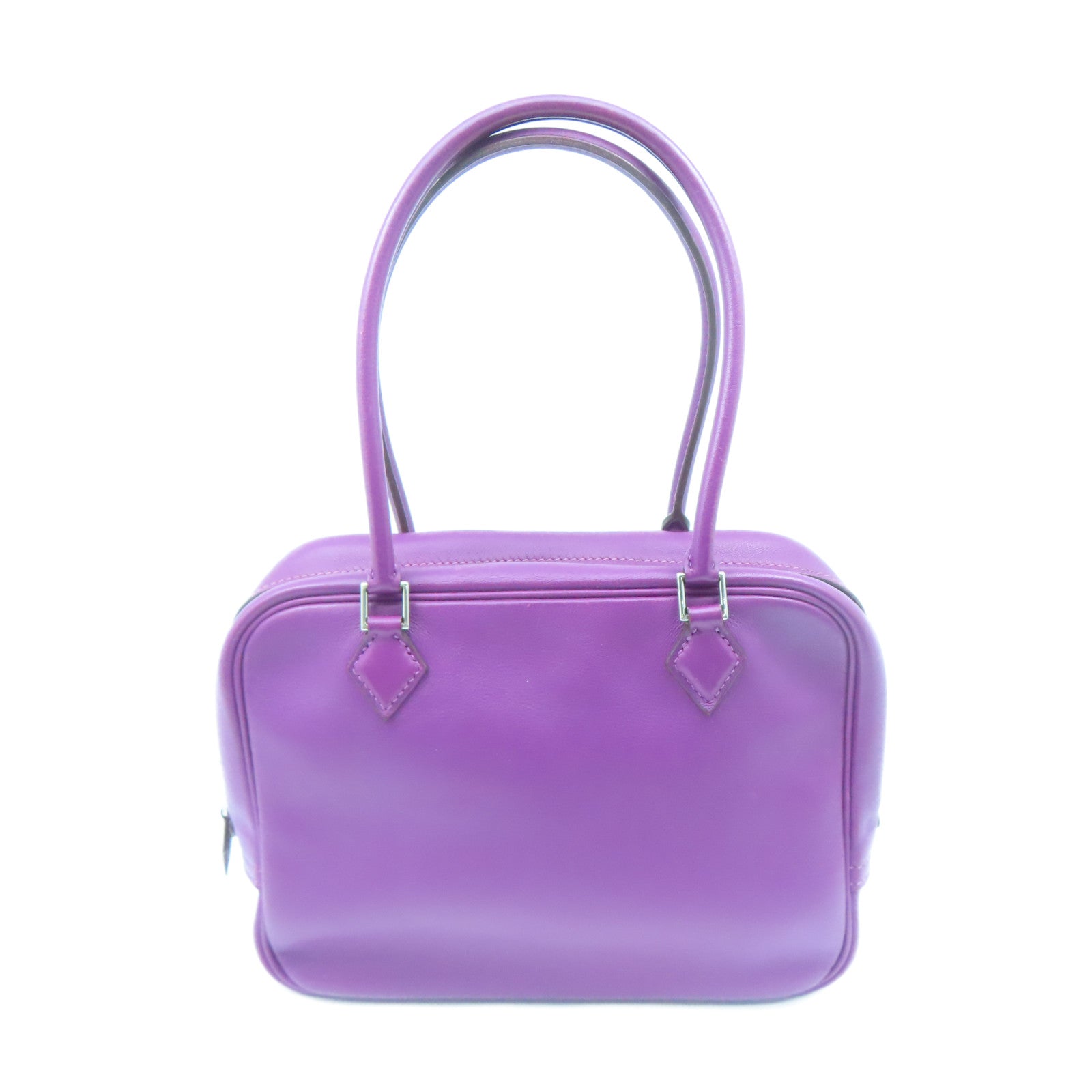 HERMES Swift Leather Plume 20 Silver Buckle Handle Bag Anemone Purple