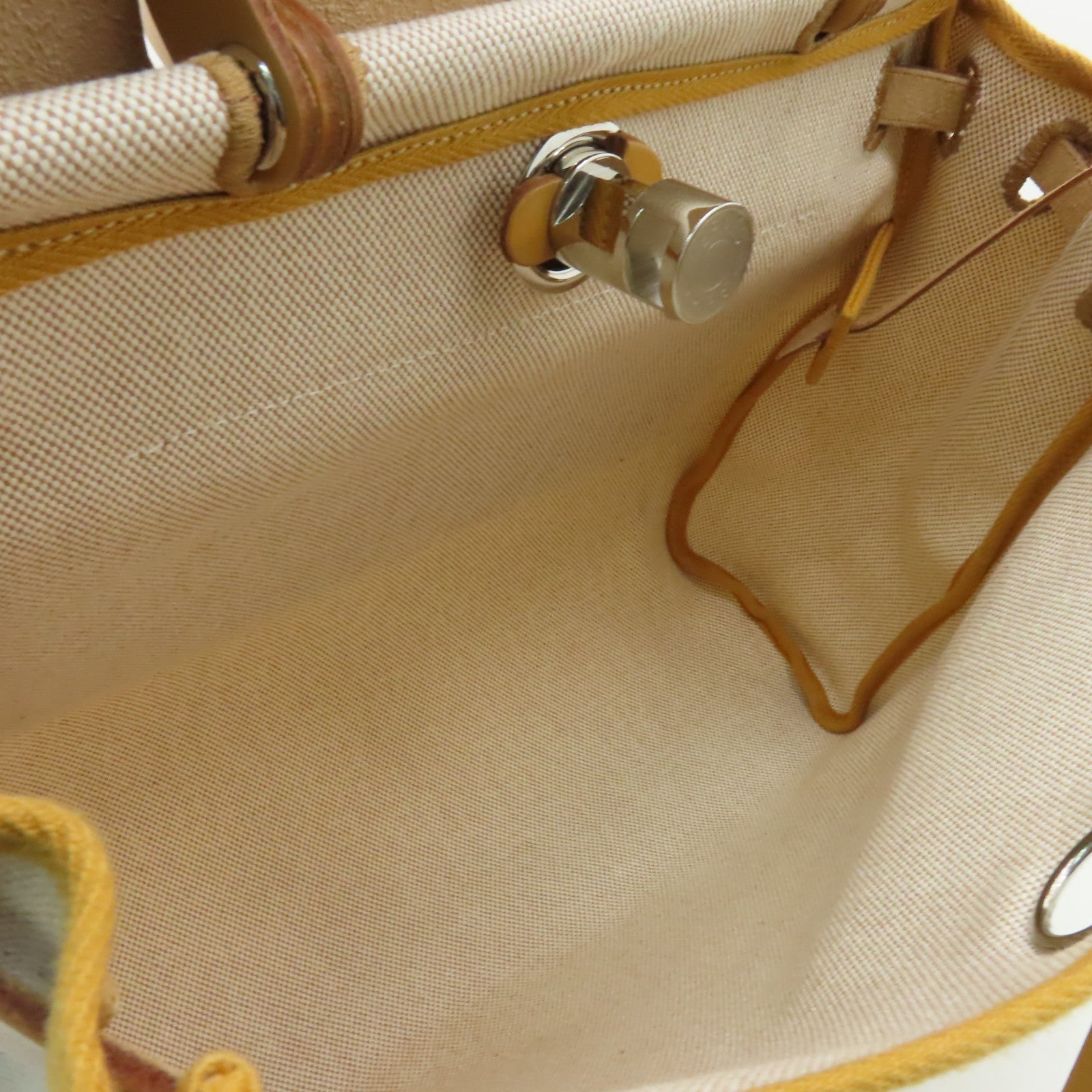 HERMES 帆布Herbag PM銀扣手挽肩背兩用袋Naturel Sable/Ecru米色/棕色