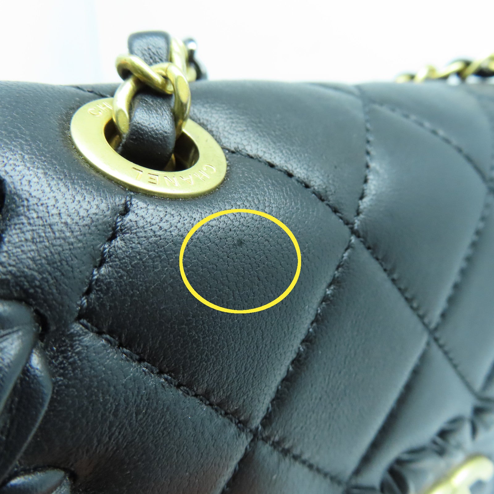 CHANEL 菱格羊皮皮革Mini Flap Bag金扣链带肩背袋黑色