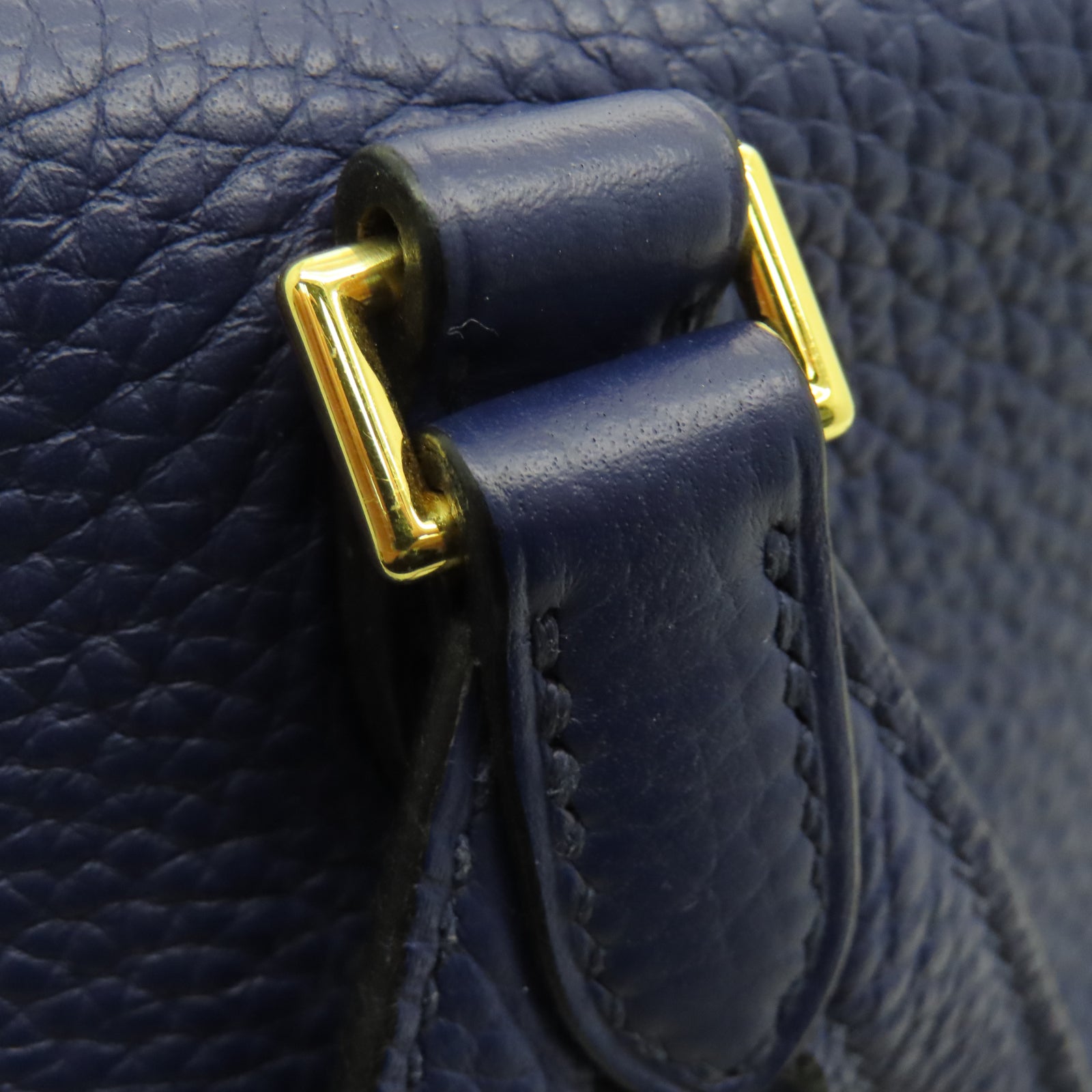 HERMES Taurillon Clemence Leather Kelly Ado Gold Buckle Backpack Sapphire Blue